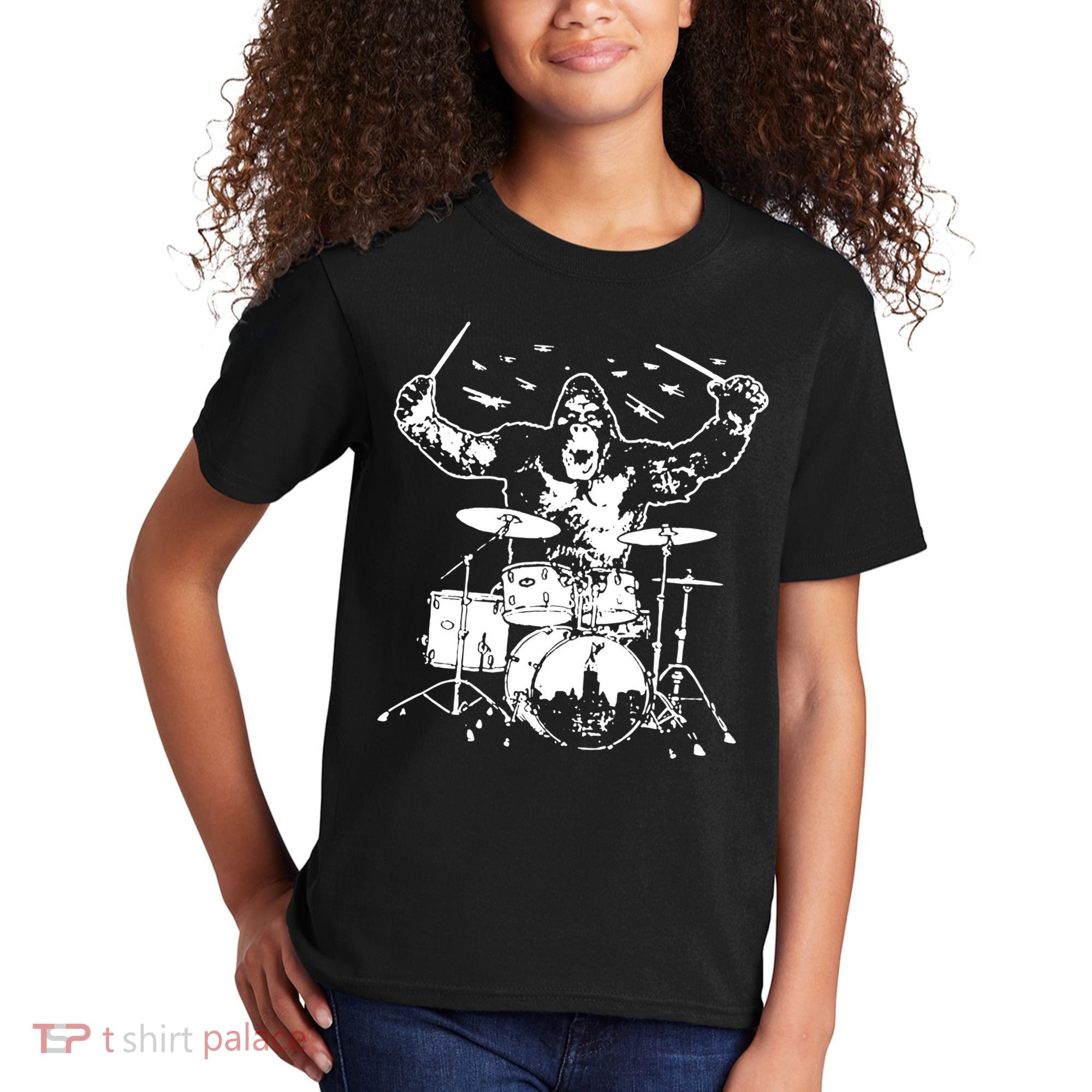 King Kong Playing Drums Kids T-Shirt