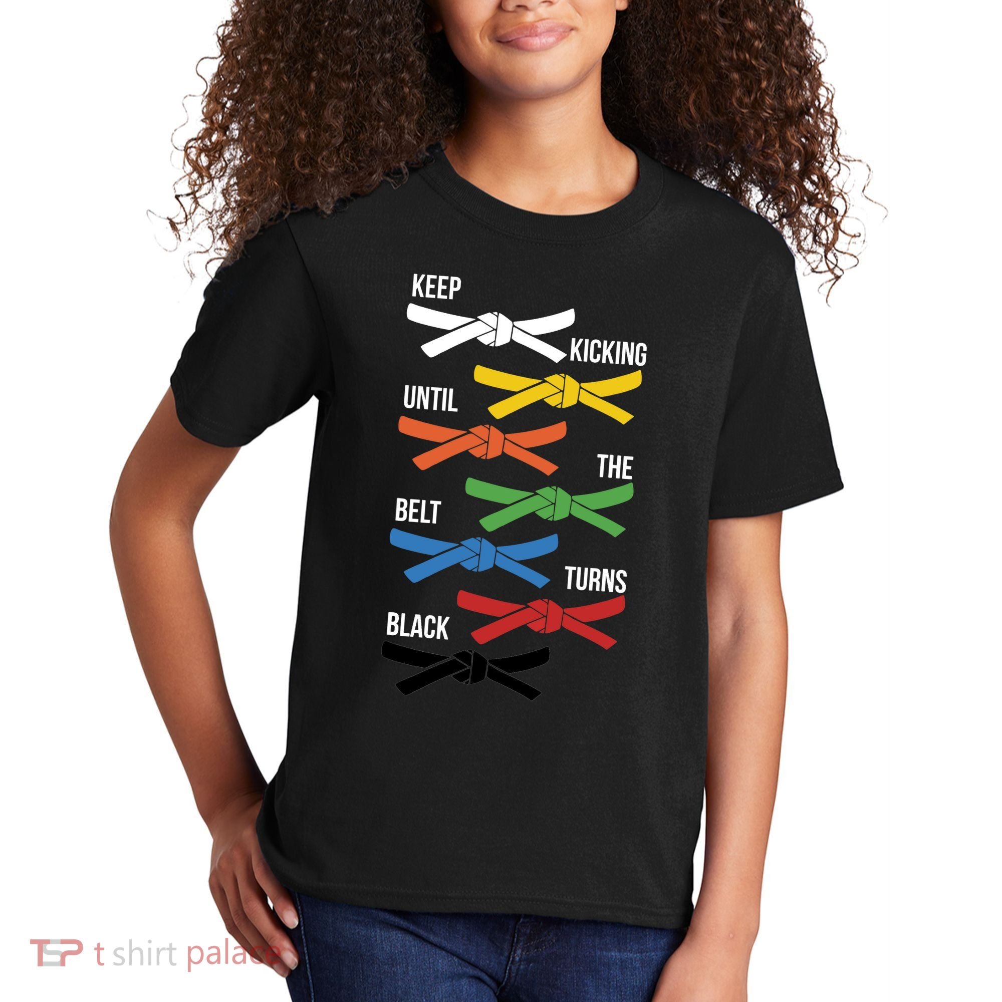 Keep Kicking Until The Beld Turns Black Taekwondo Kids T-Shirt