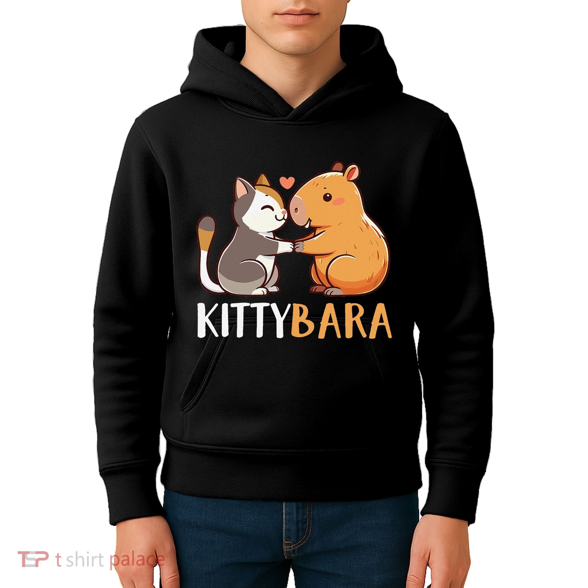 Kittybara Love Capybara Cat Kids Hoodie