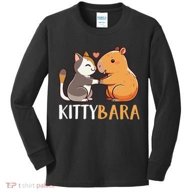 Kittybara Love Capybara Cat Kids Long Sleeve Shirt