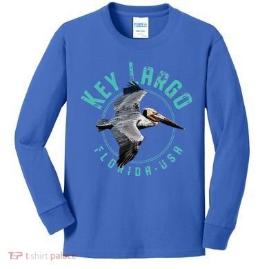 Key Largo Florida Pelican Design Kids Long Sleeve Shirt