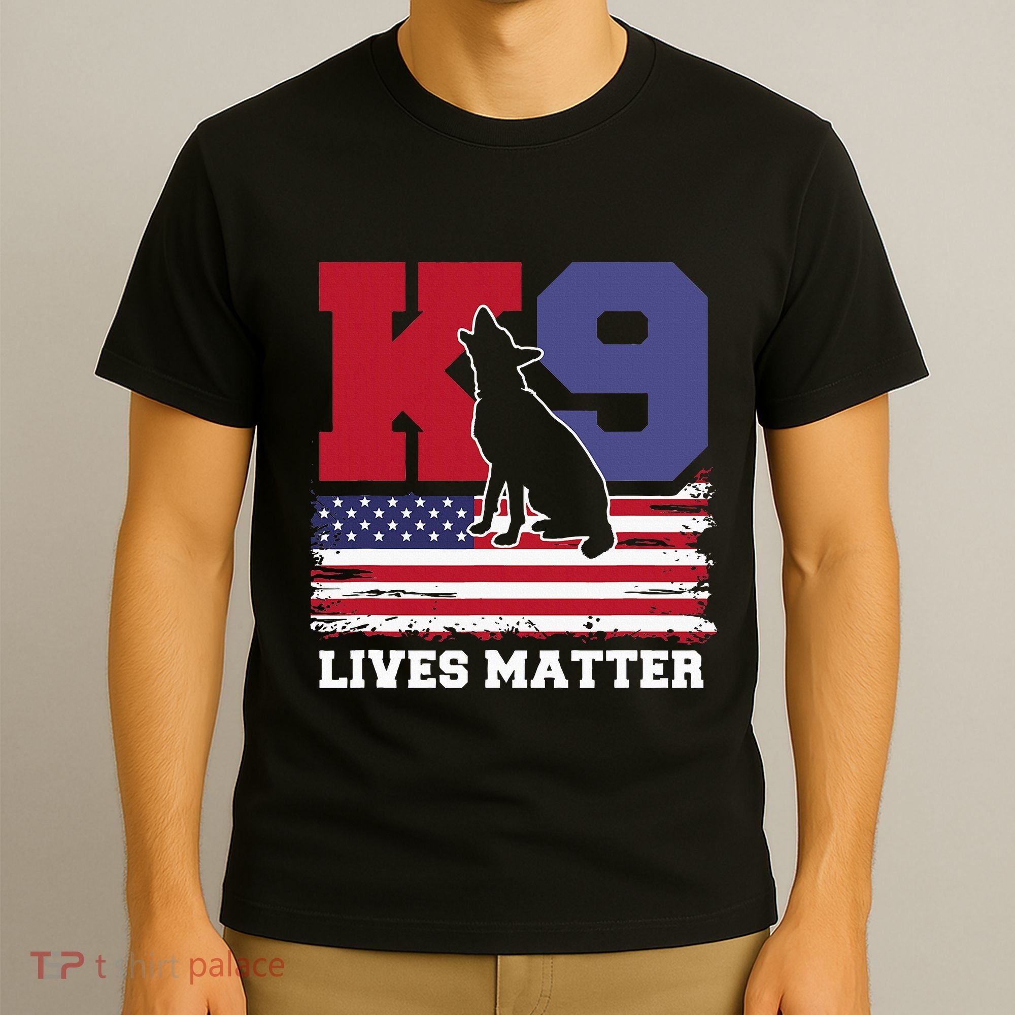 K9 Lives Matter K9 Police Dog Usa American Flag T-Shirt