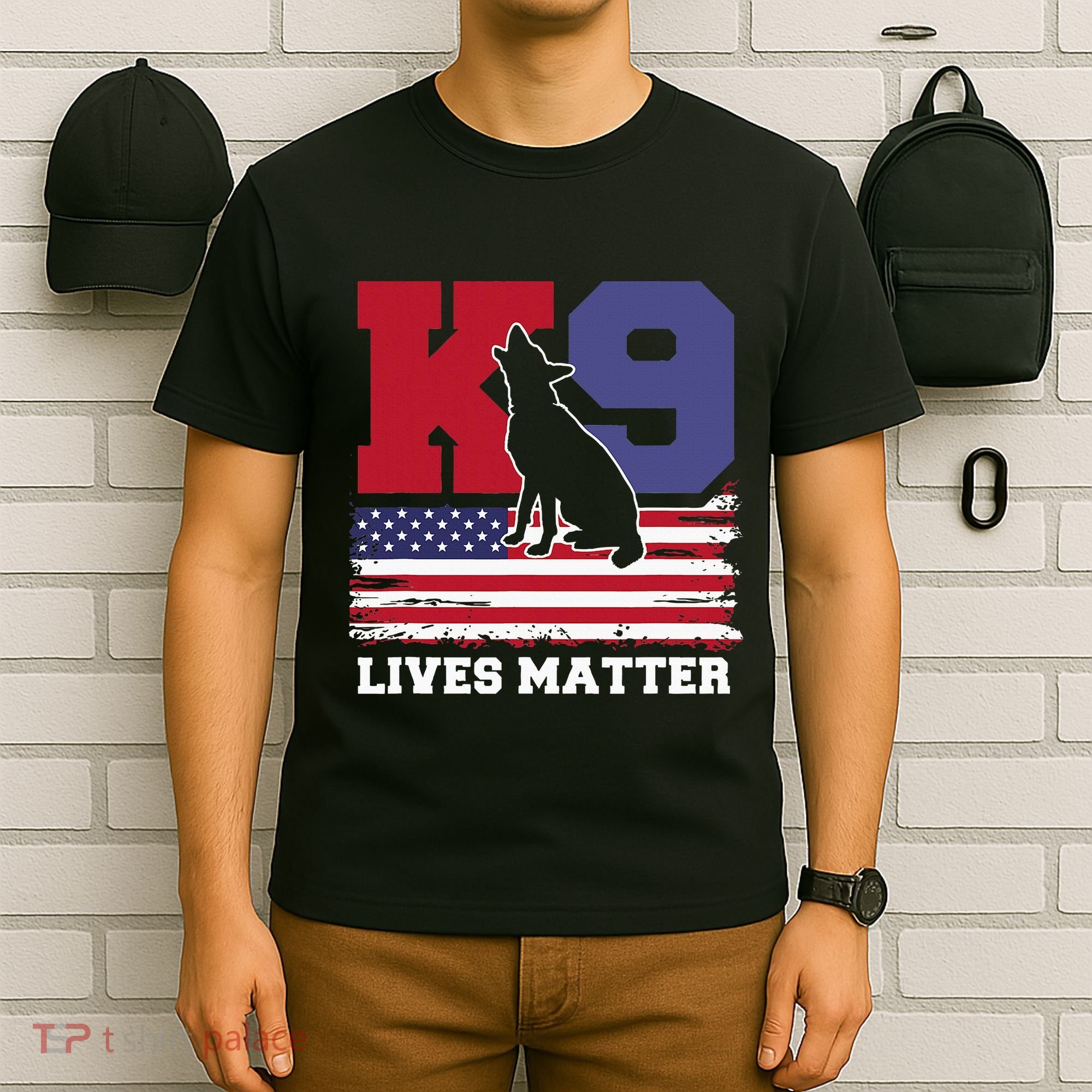 K9 Lives Matter K9 Police Dog Usa American Flag T-Shirt