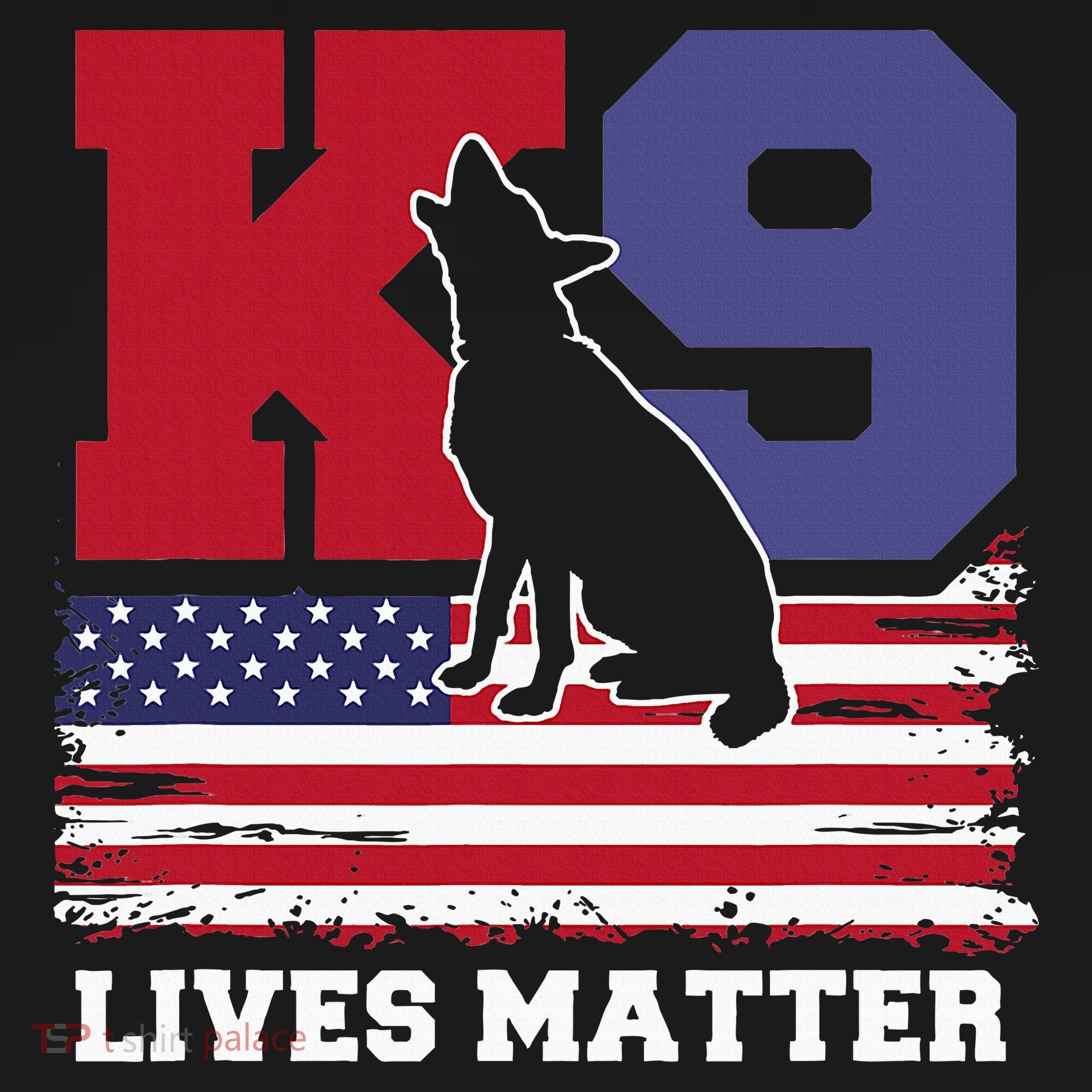 K9 Lives Matter K9 Police Dog Usa American Flag T-Shirt