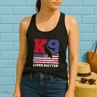 K9 Lives Matter K9 Police Dog Usa American Flag Women's Tank Top thumb 2