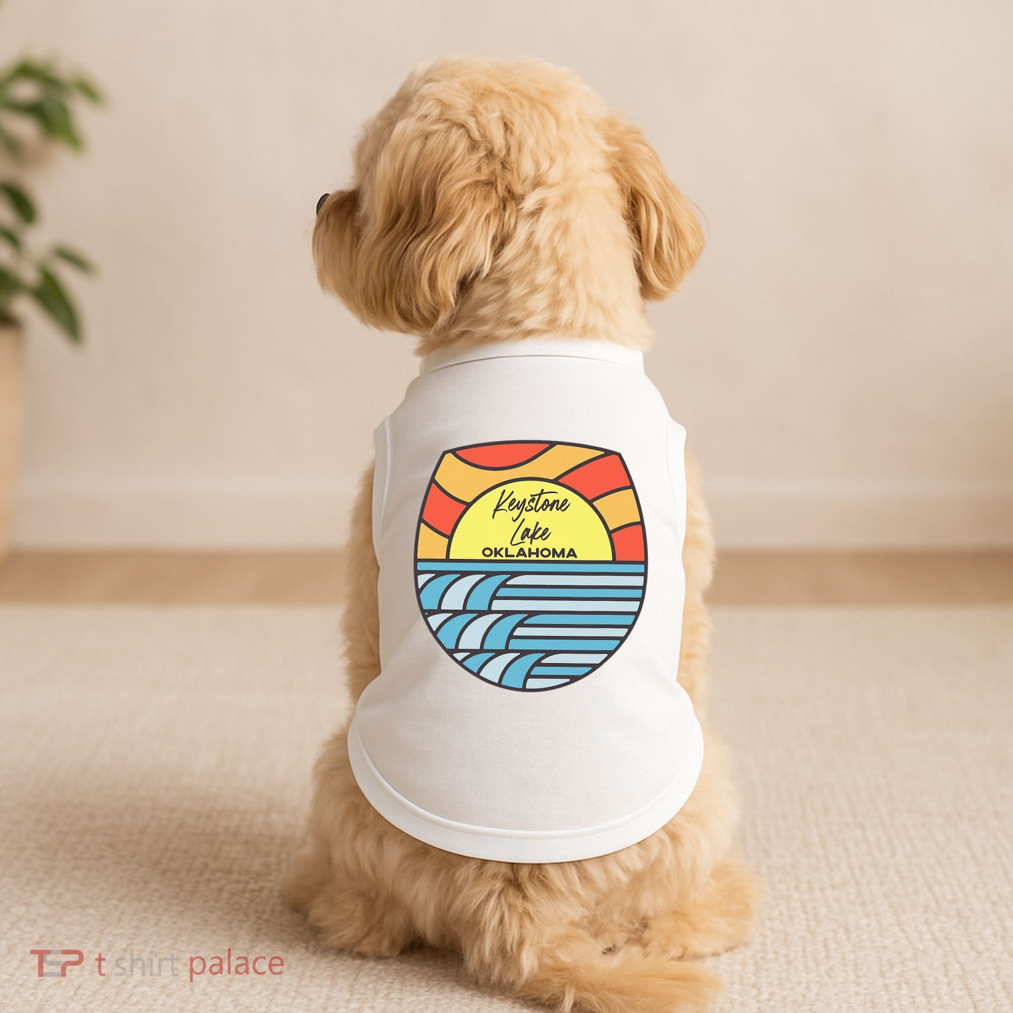 Keystone Lake Oklahoma Ok Sunset Vacation Souvenir Doggie Tank