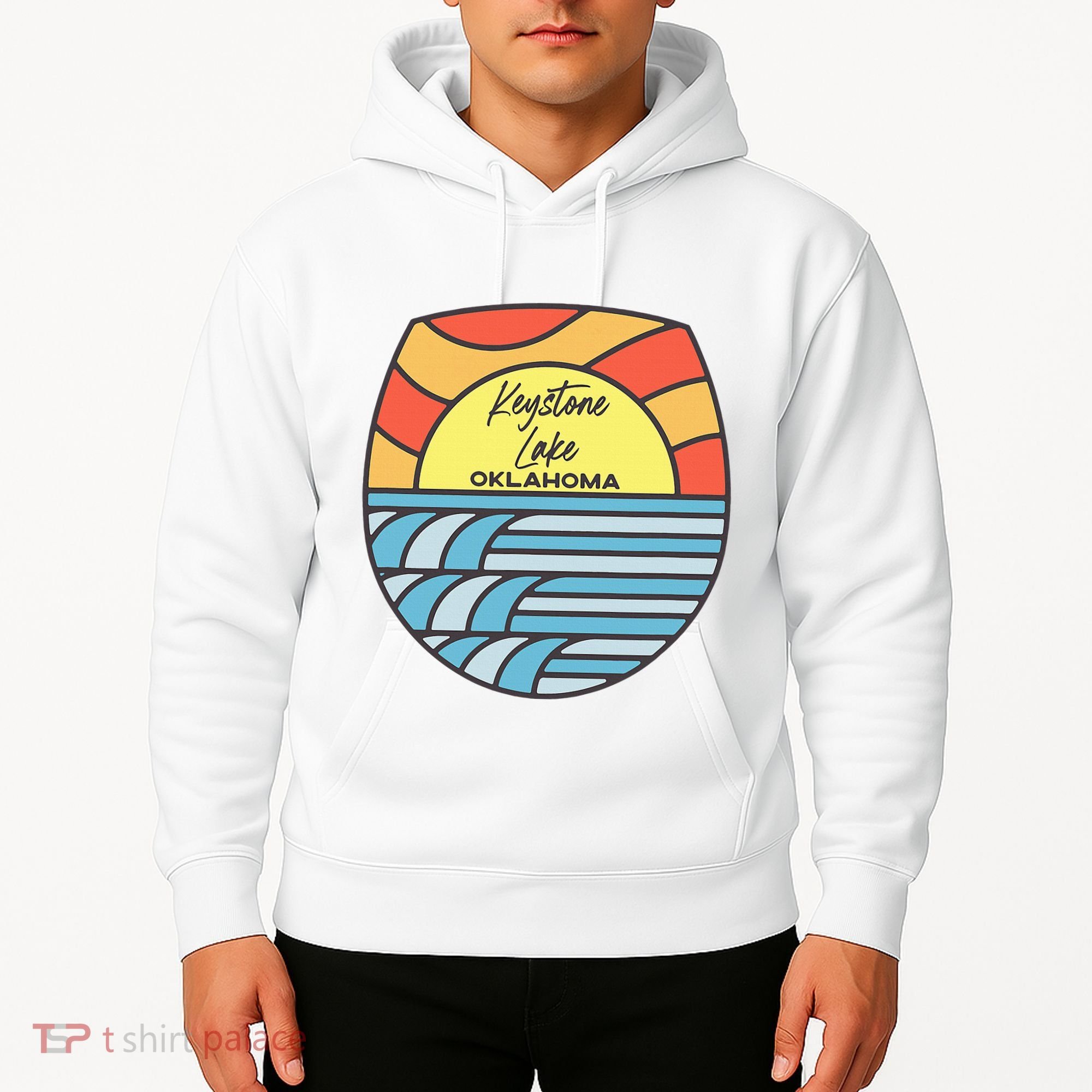 Keystone Lake Oklahoma Ok Sunset Vacation Souvenir Hoodie
