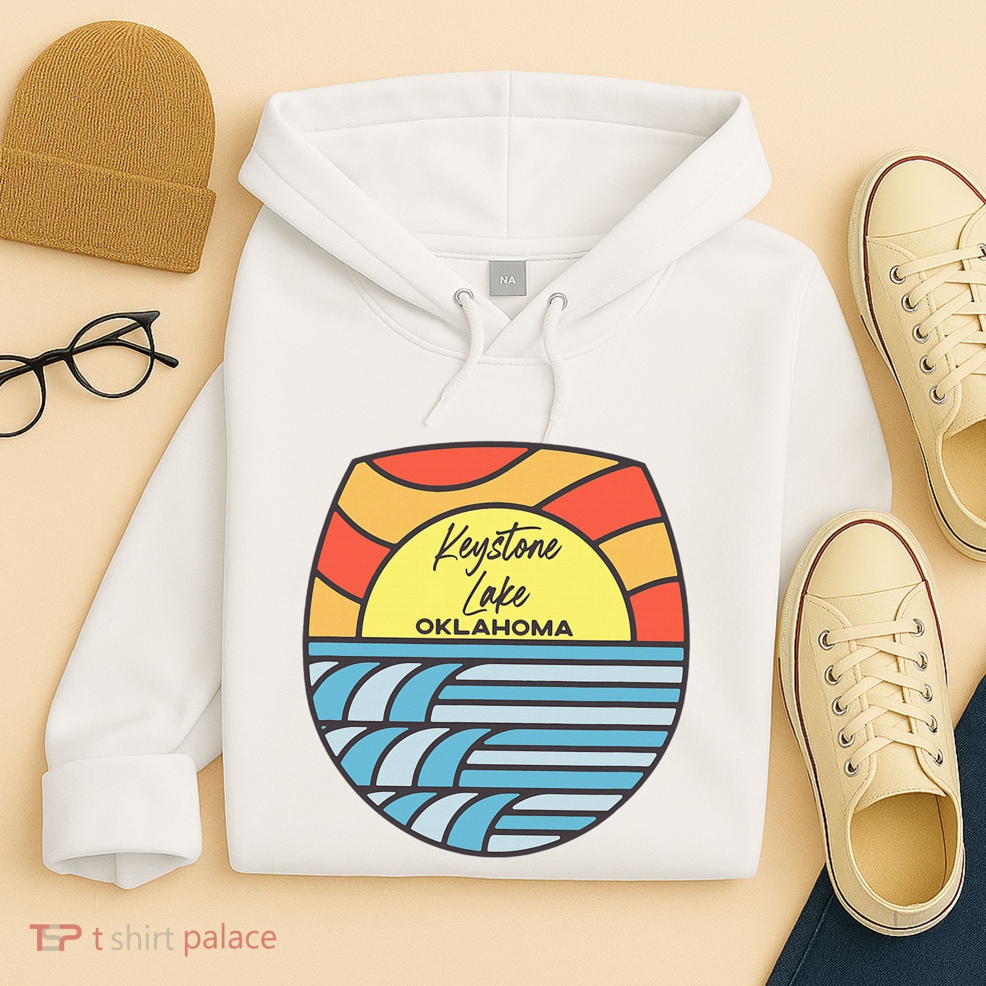 Keystone Lake Oklahoma Ok Sunset Vacation Souvenir Hoodie