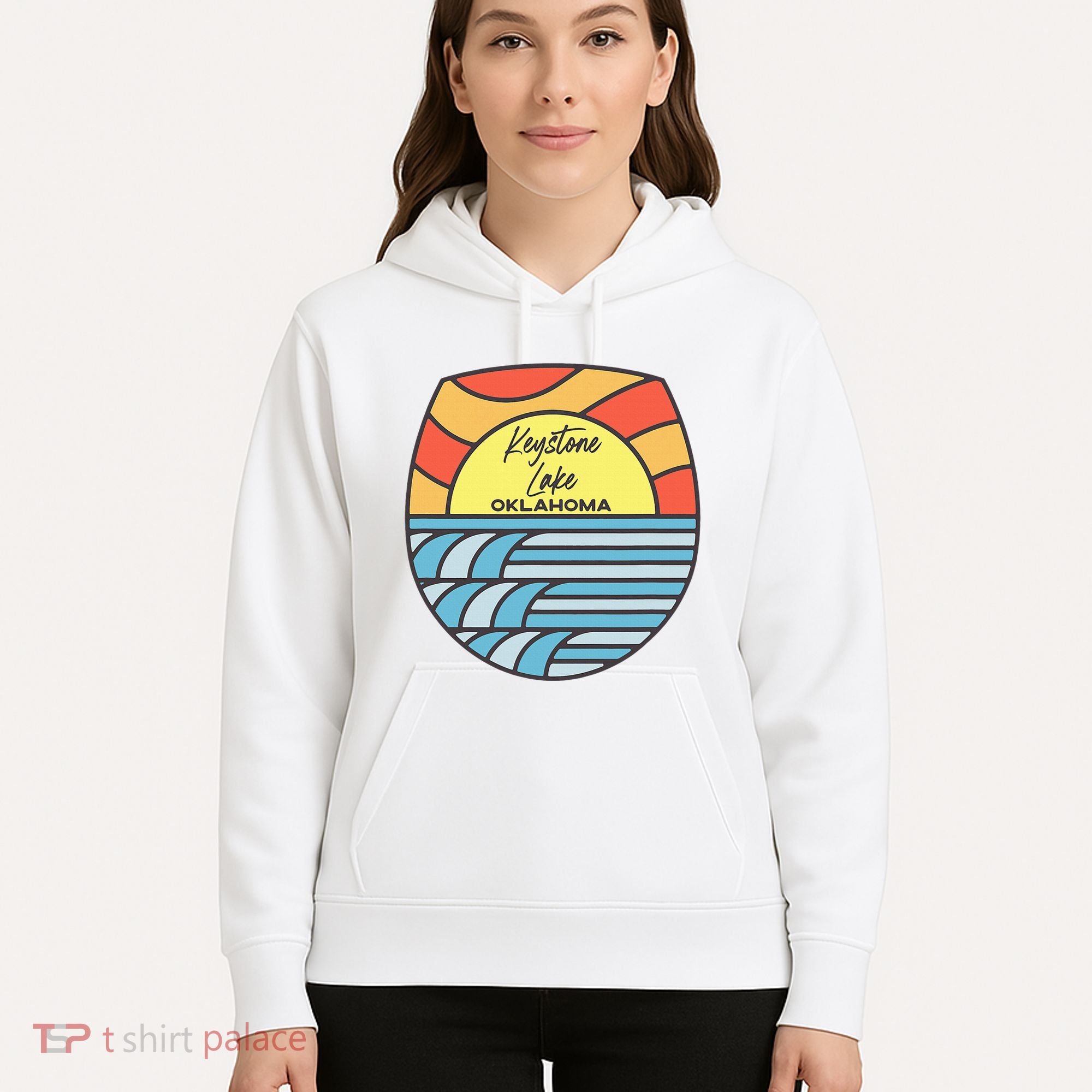 Keystone Lake Oklahoma Ok Sunset Vacation Souvenir Hoodie
