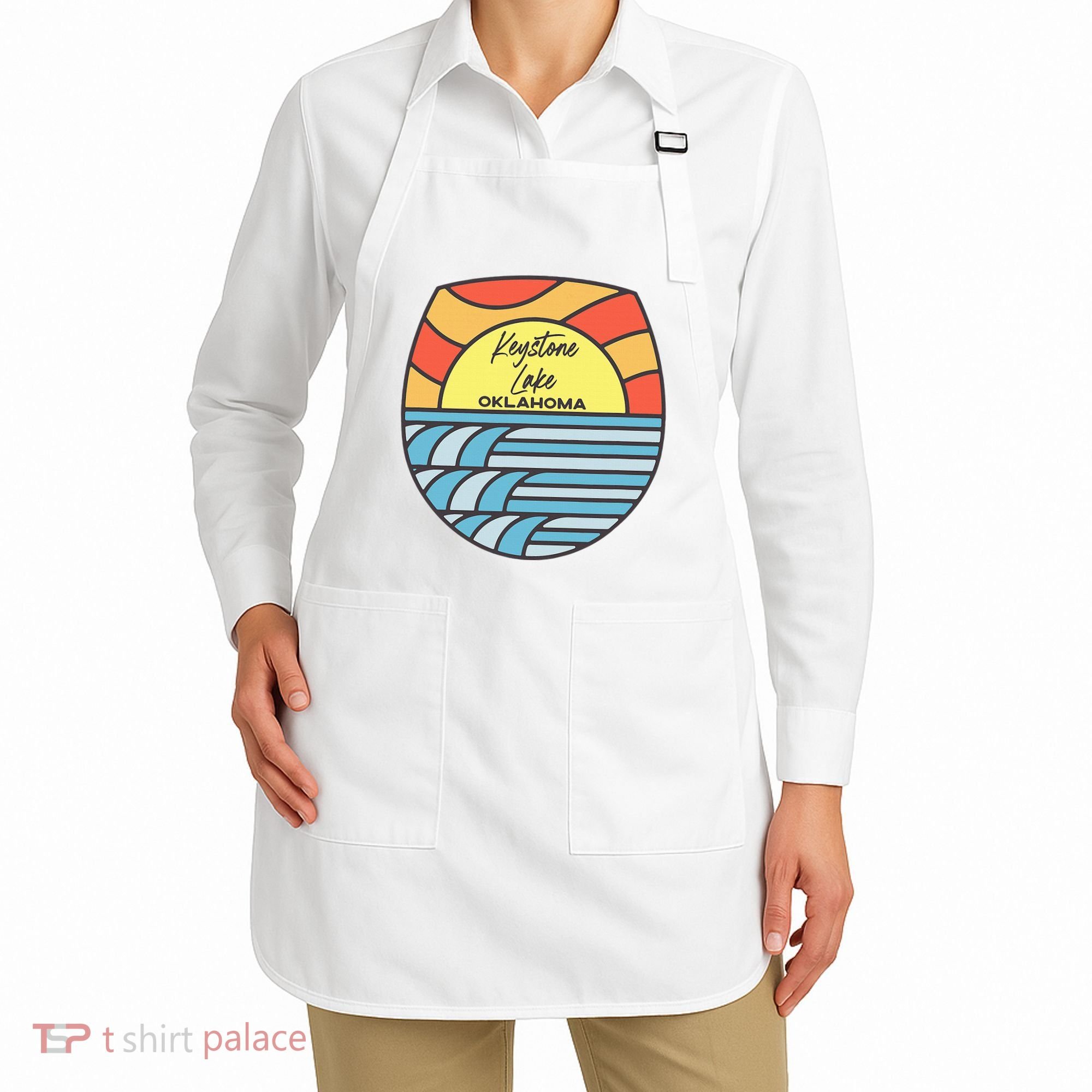 Keystone Lake Oklahoma Ok Sunset Vacation Souvenir Apron