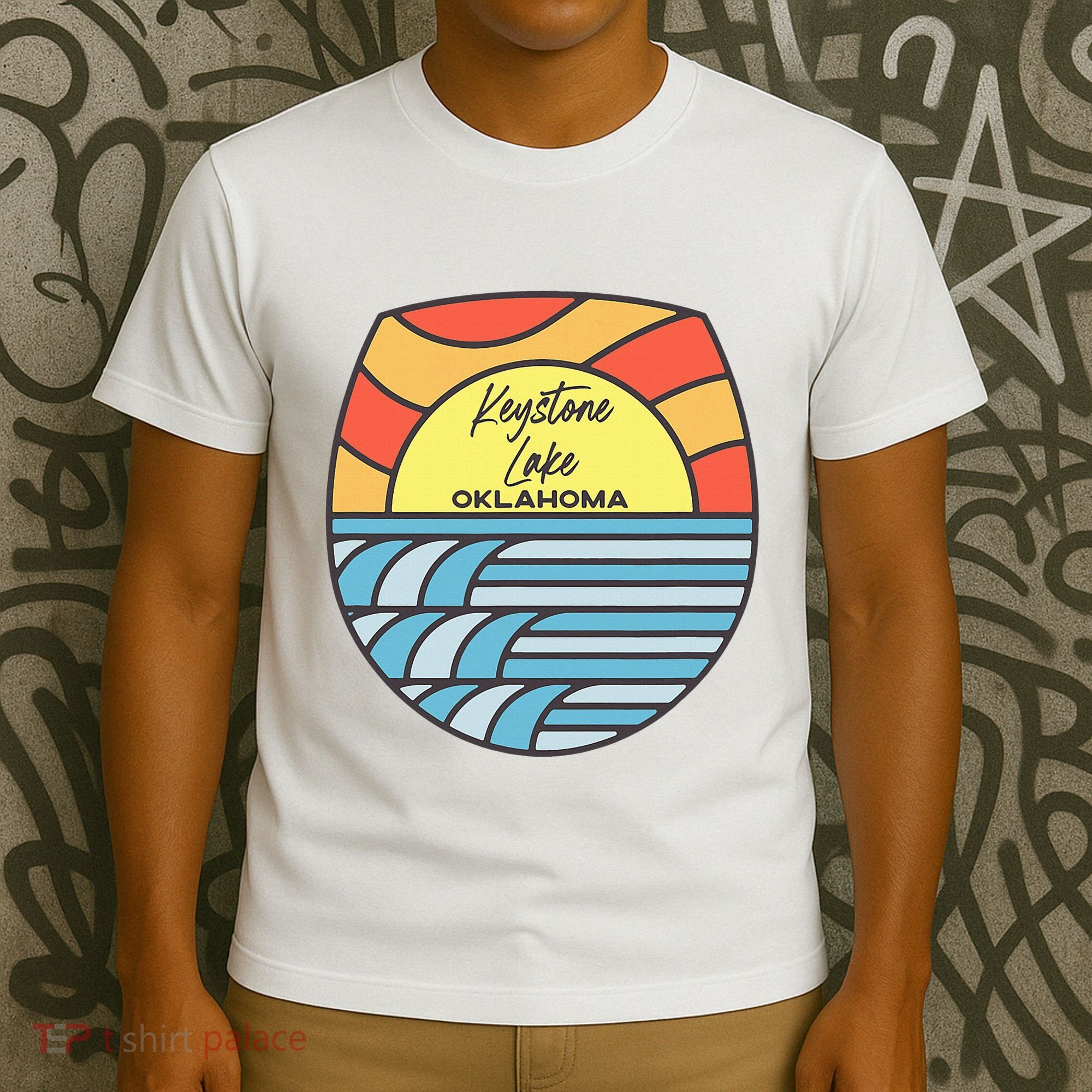 Keystone Lake Oklahoma Ok Sunset Vacation Souvenir T-Shirt