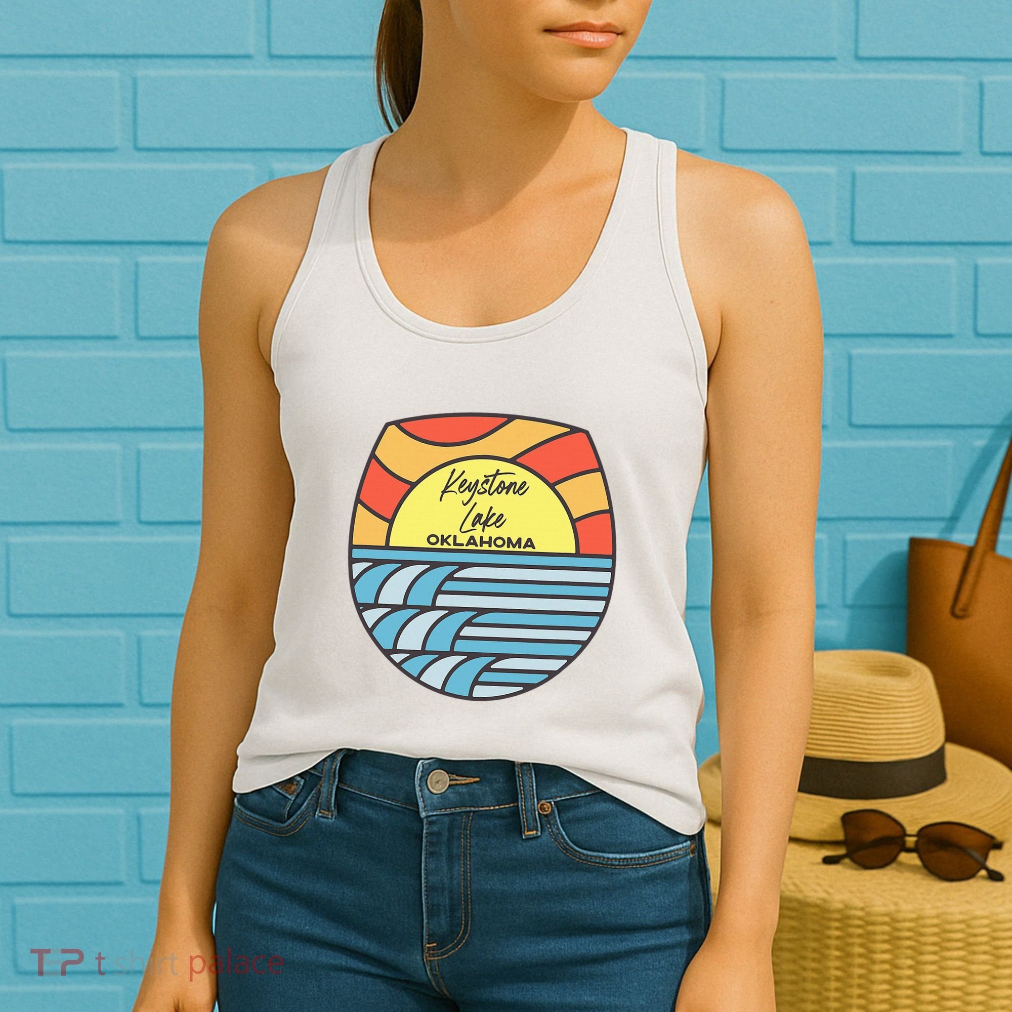 Keystone Lake Oklahoma Ok Sunset Vacation Souvenir Women's Tank Top
