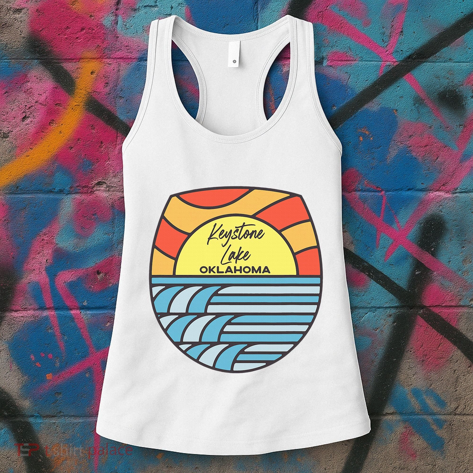 Keystone Lake Oklahoma Ok Sunset Vacation Souvenir Women's Tank Top