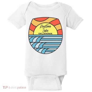 Keystone Lake Oklahoma Ok Sunset Vacation Souvenir Baby Bodysuit