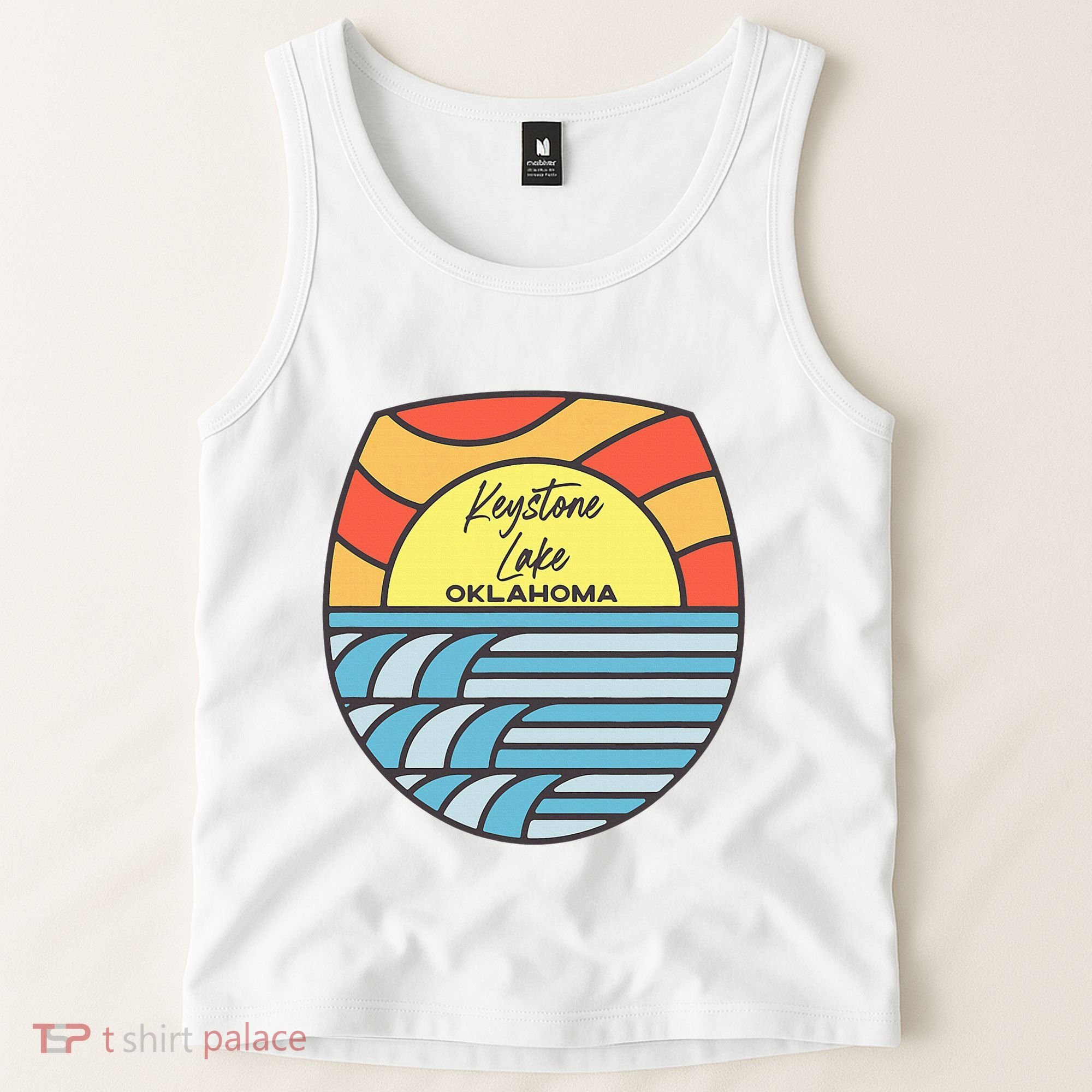 Keystone Lake Oklahoma Ok Sunset Vacation Souvenir Tank Top