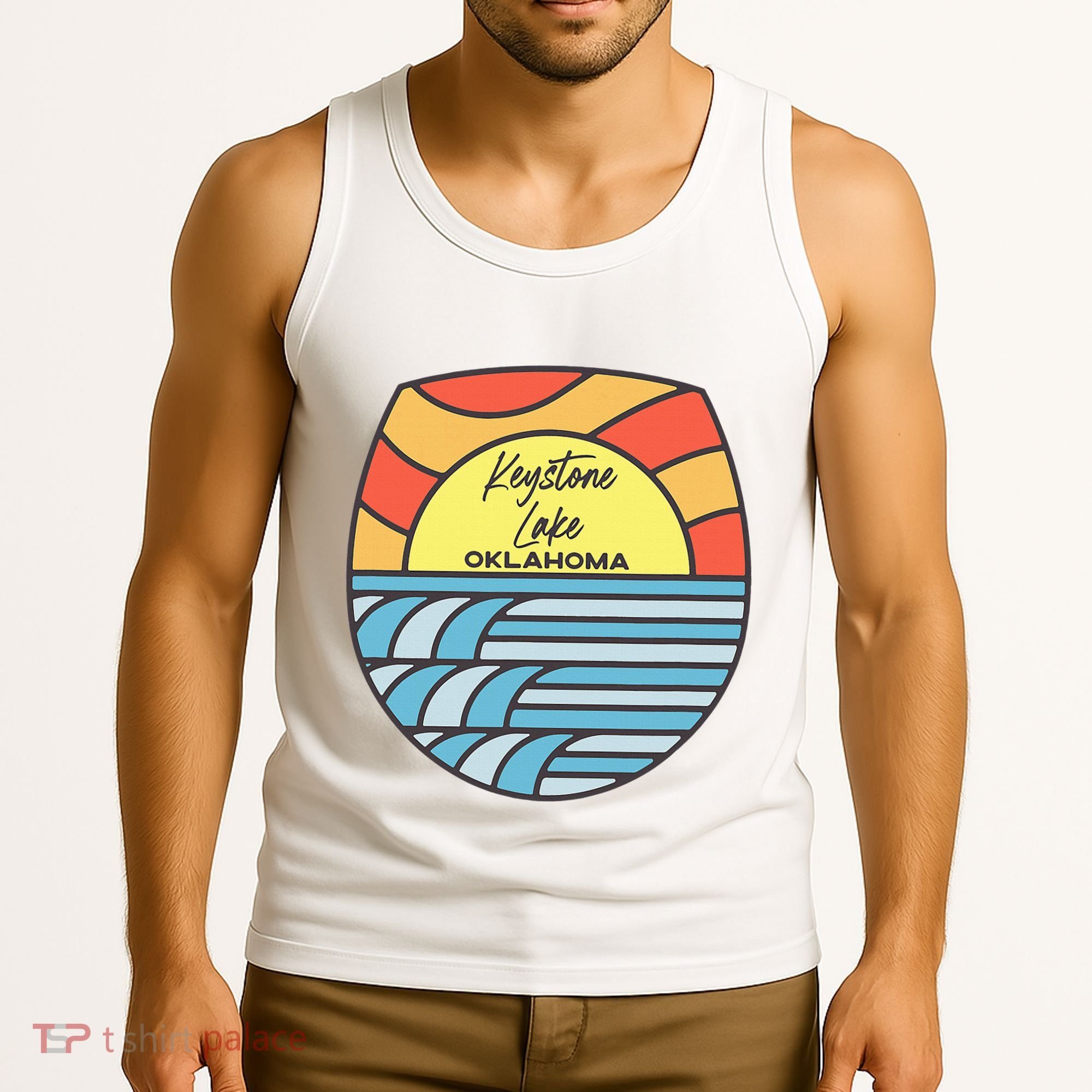 Keystone Lake Oklahoma Ok Sunset Vacation Souvenir Tank Top