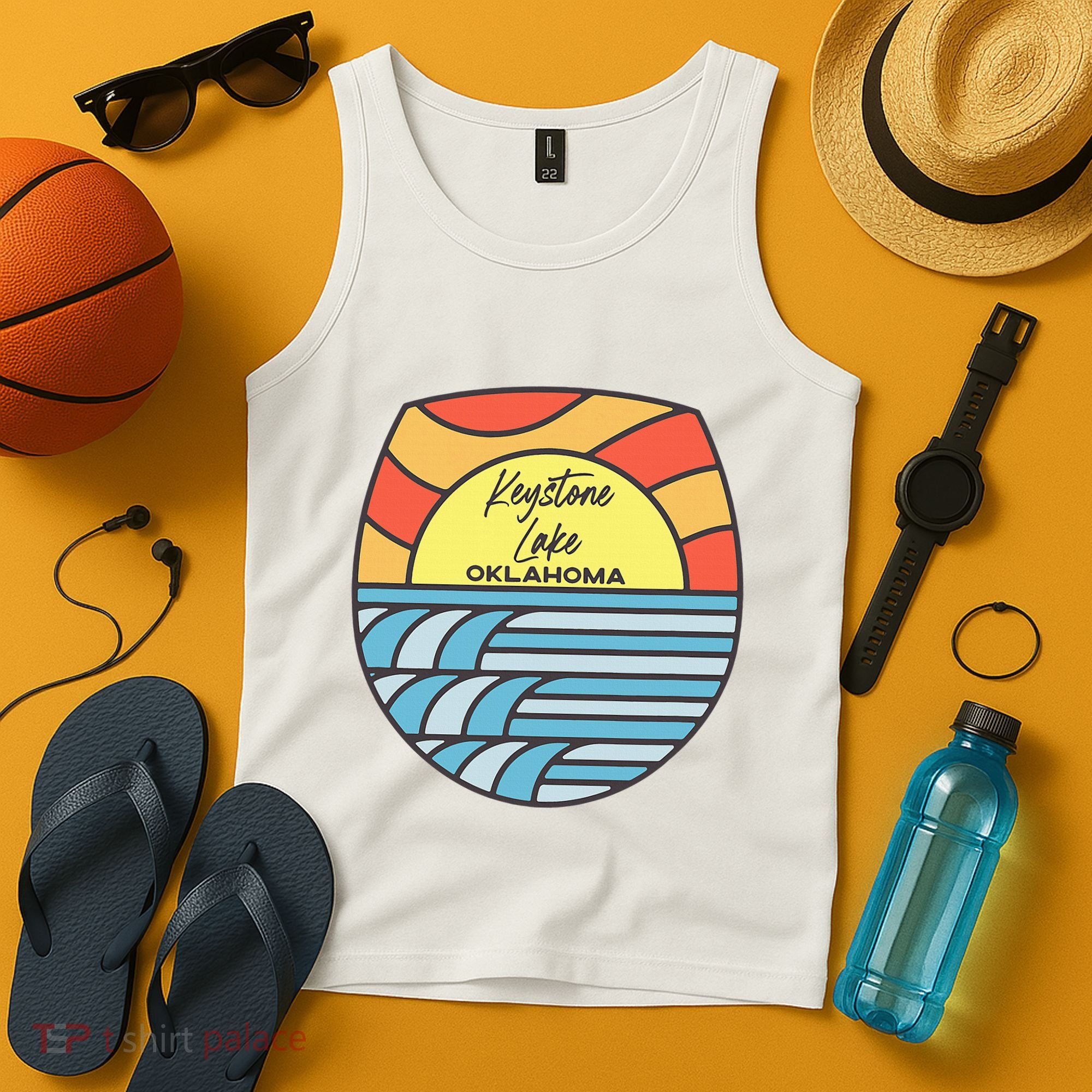 Keystone Lake Oklahoma Ok Sunset Vacation Souvenir Tank Top