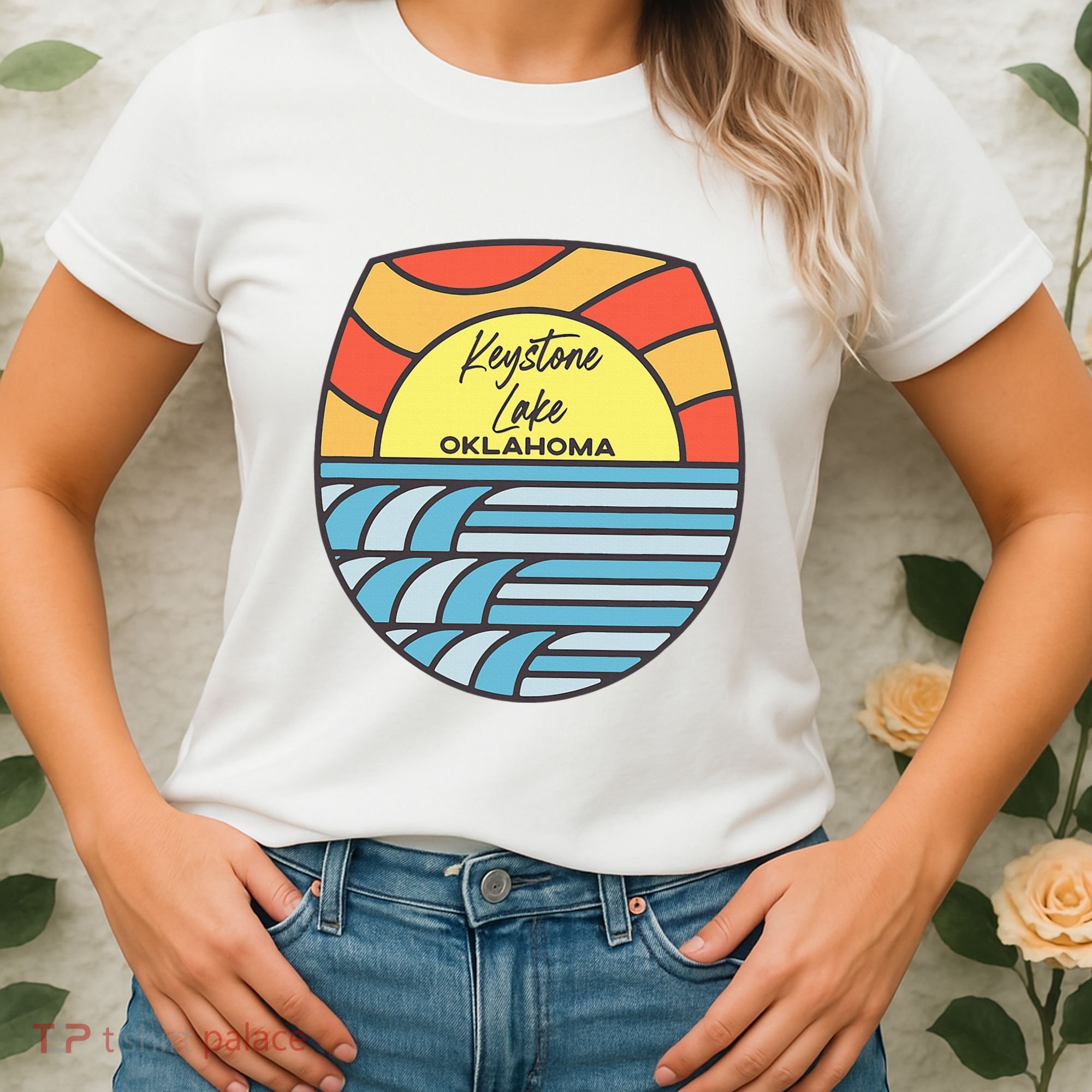 Keystone Lake Oklahoma Ok Sunset Vacation Souvenir Women's T-Shirt
