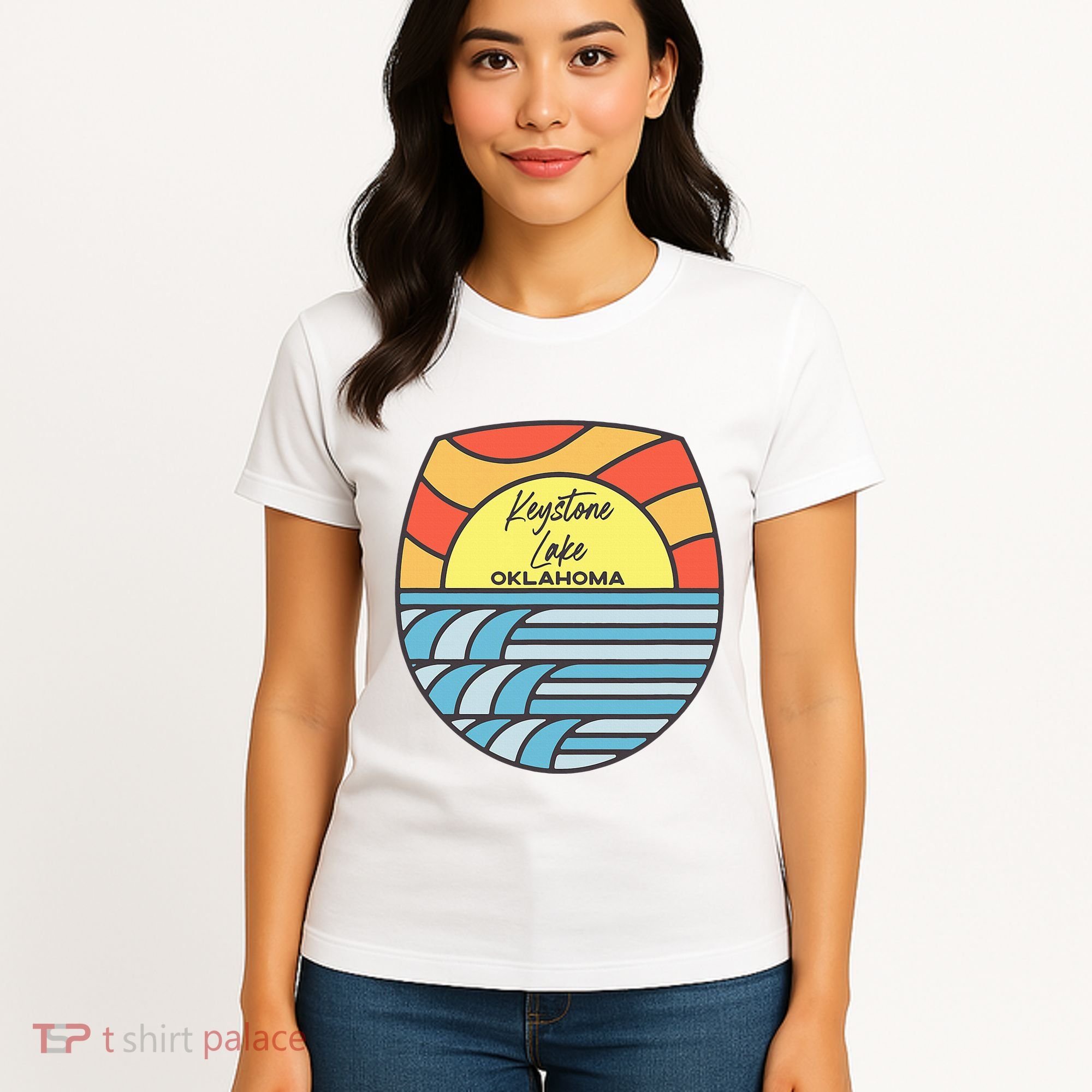 Keystone Lake Oklahoma Ok Sunset Vacation Souvenir Women's T-Shirt