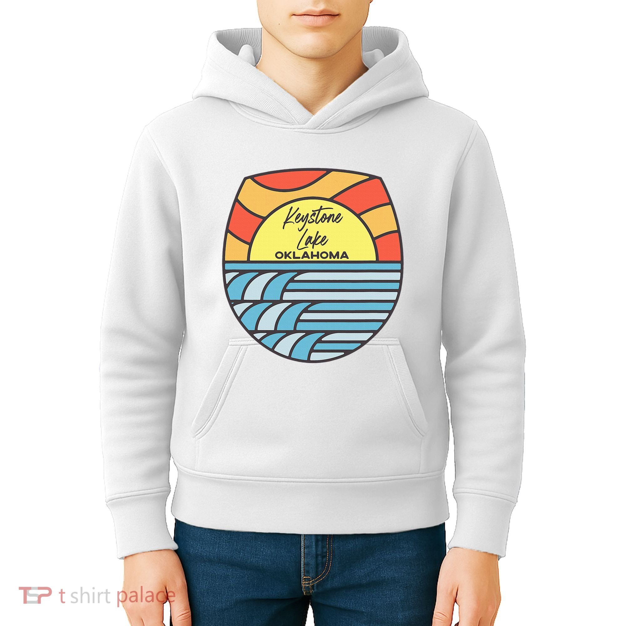 Keystone Lake Oklahoma Ok Sunset Vacation Souvenir Kids Hoodie