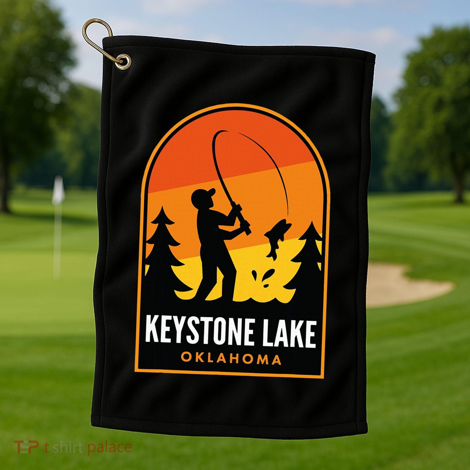 Keystone Lake Oklahoma Fishing Golf Towel