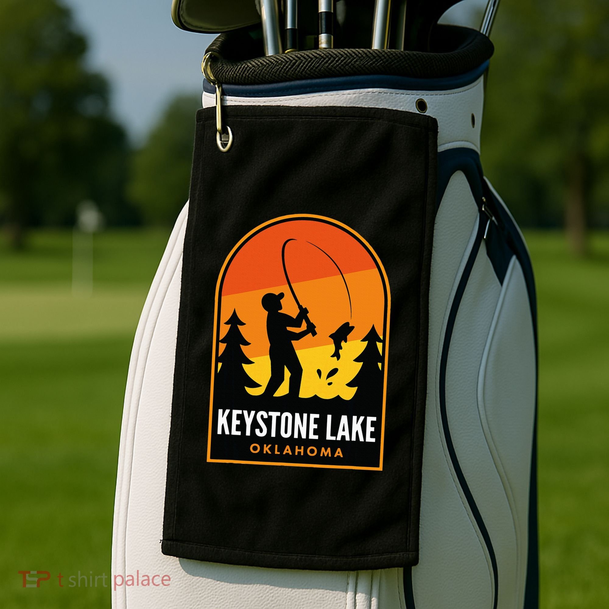 Keystone Lake Oklahoma Fishing Golf Towel