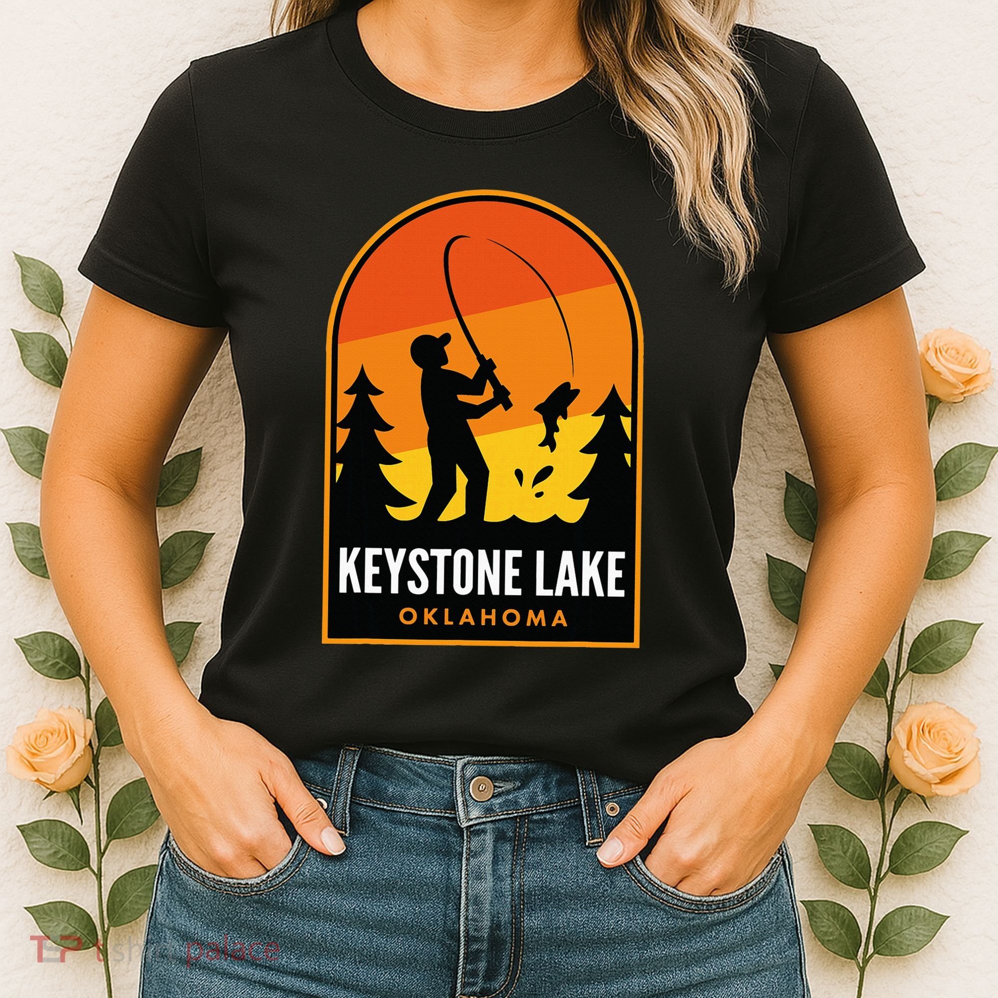 Keystone Lake Oklahoma Fishing Women's T-Shirt