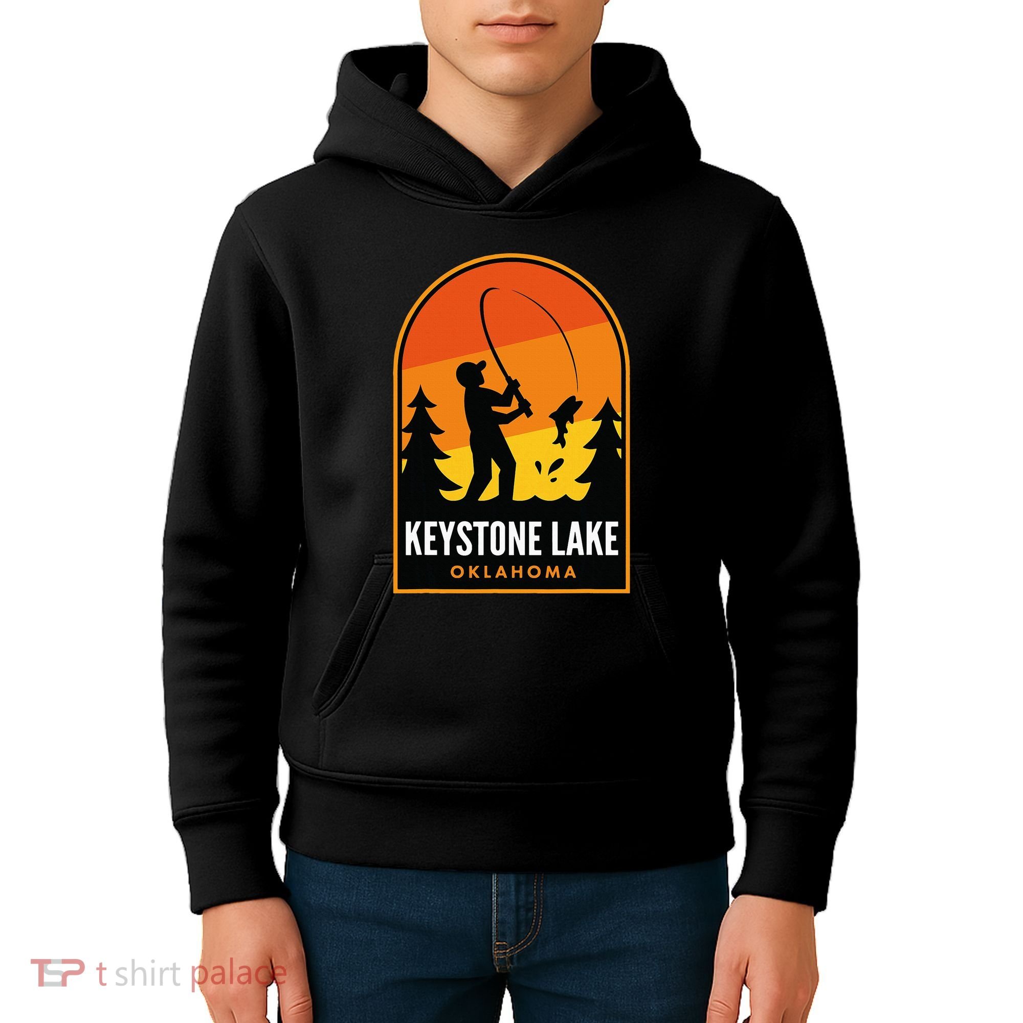 Keystone Lake Oklahoma Fishing Kids Hoodie