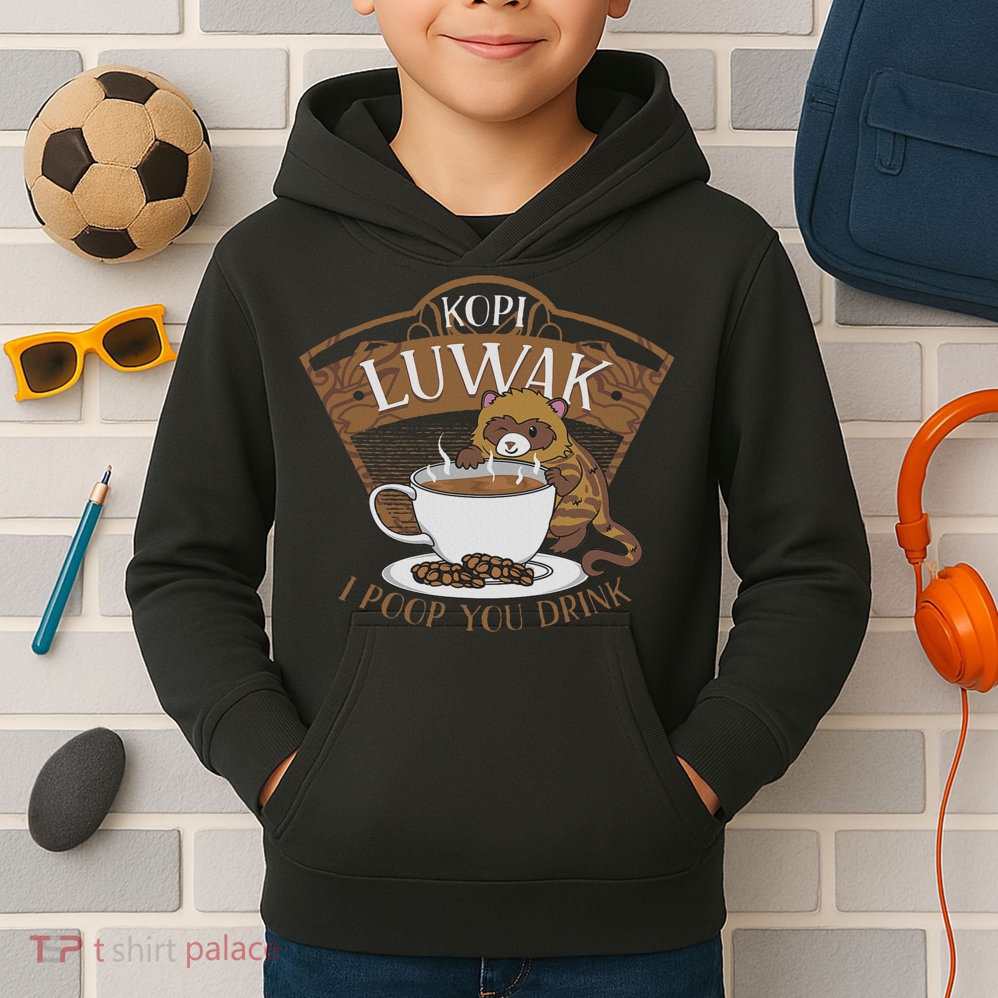 Kopi Luwak Palm Civet Fermented Coffee I Poop You Drink Fun Kids Hoodie