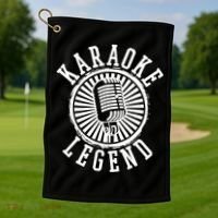 Karaoke Legend Singing Microphone Party Singer Gift Golf Towel thumb 1