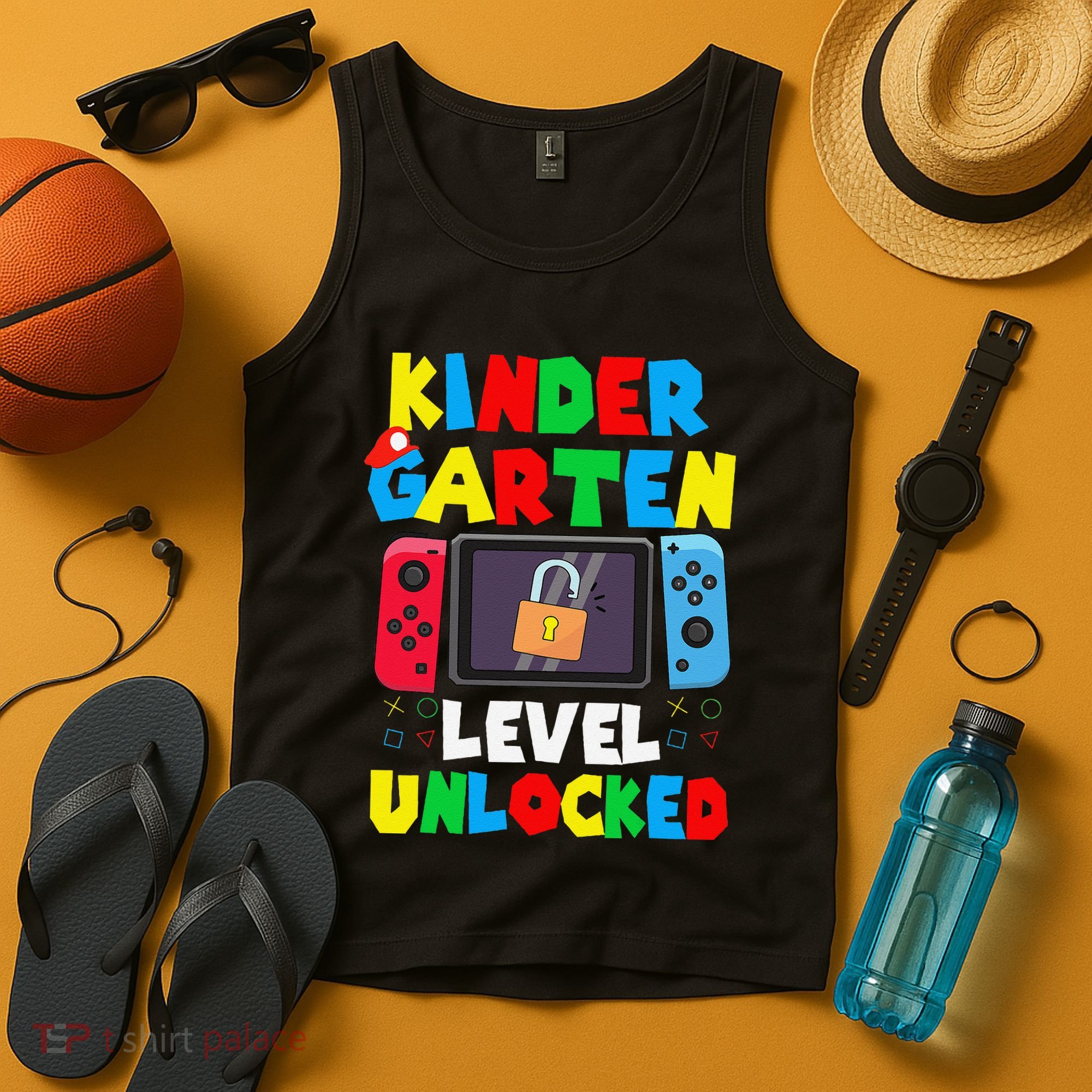 Kindergarten Level Unlocked Back To School First Day Gamer Gift Tank Top