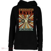 Kindergarten Level Unlocked Back To School Kindergarten Womens Funnel Neck Pullover Hood thumb 0