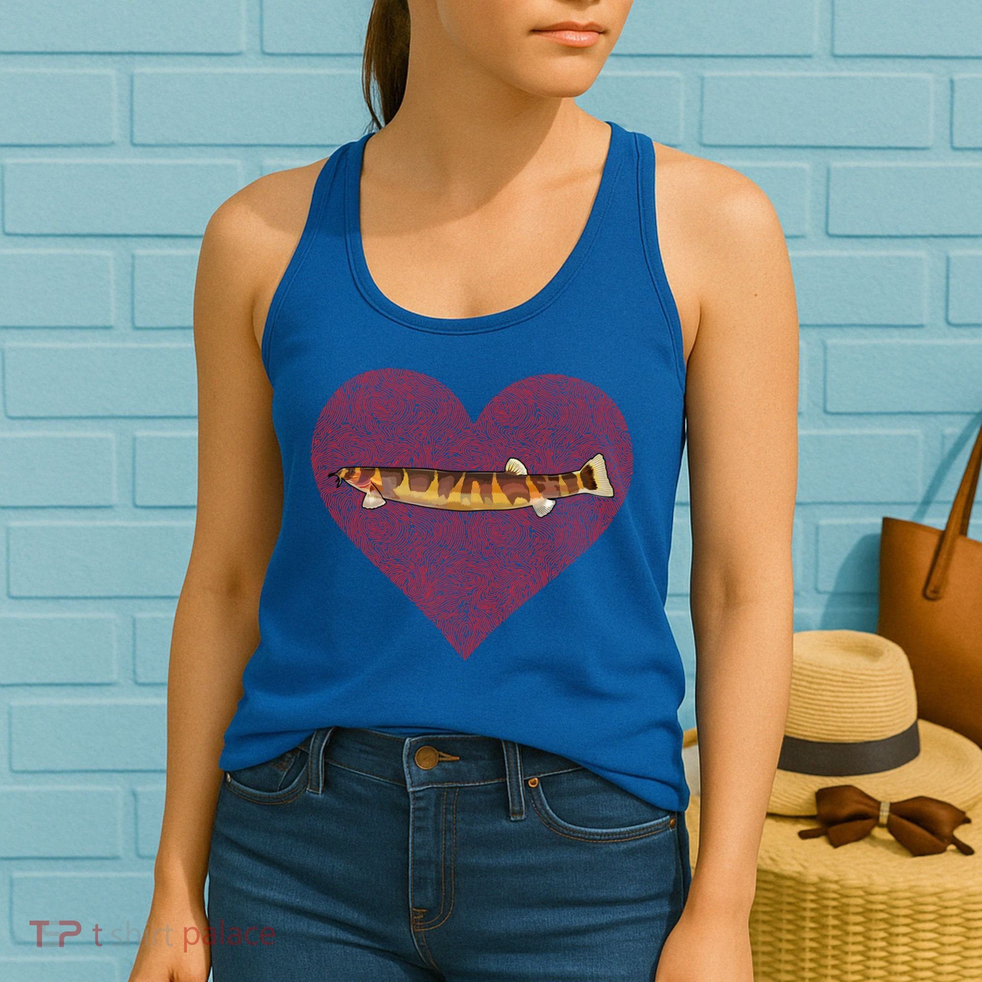 Kuhli Loach Valentines Day Fish Love Fingerprint Cool Gift Women's Tank Top