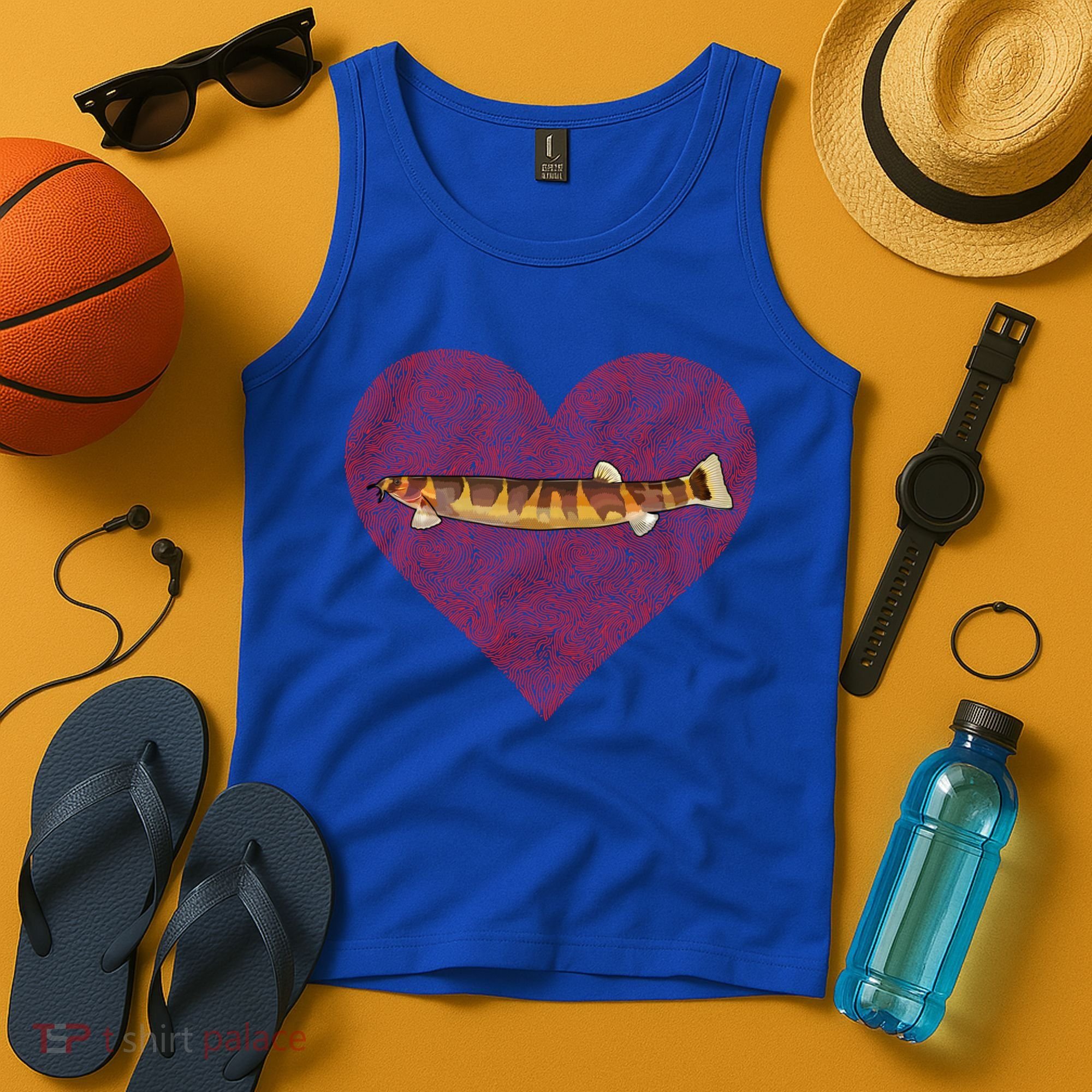 Kuhli Loach Valentines Day Fish Love Fingerprint Cool Gift Tank Top