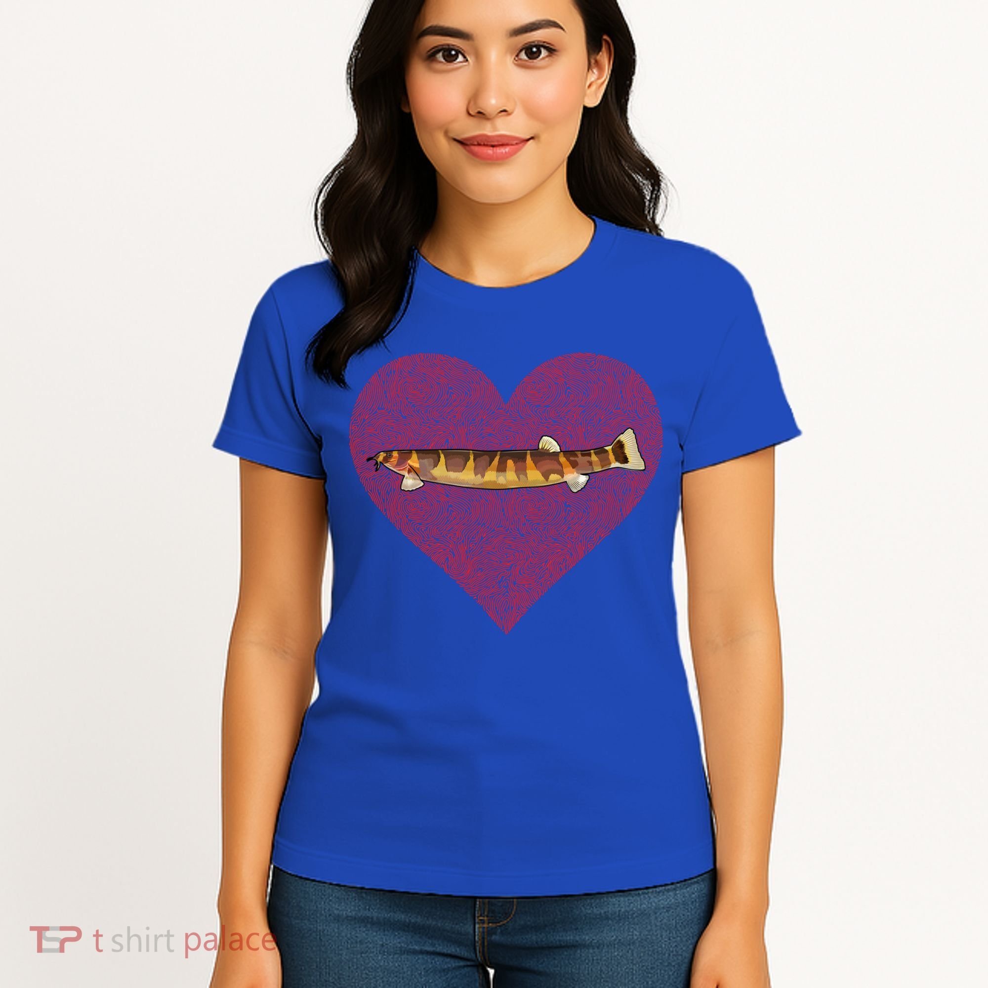 Kuhli Loach Valentines Day Fish Love Fingerprint Cool Gift Women's T-Shirt