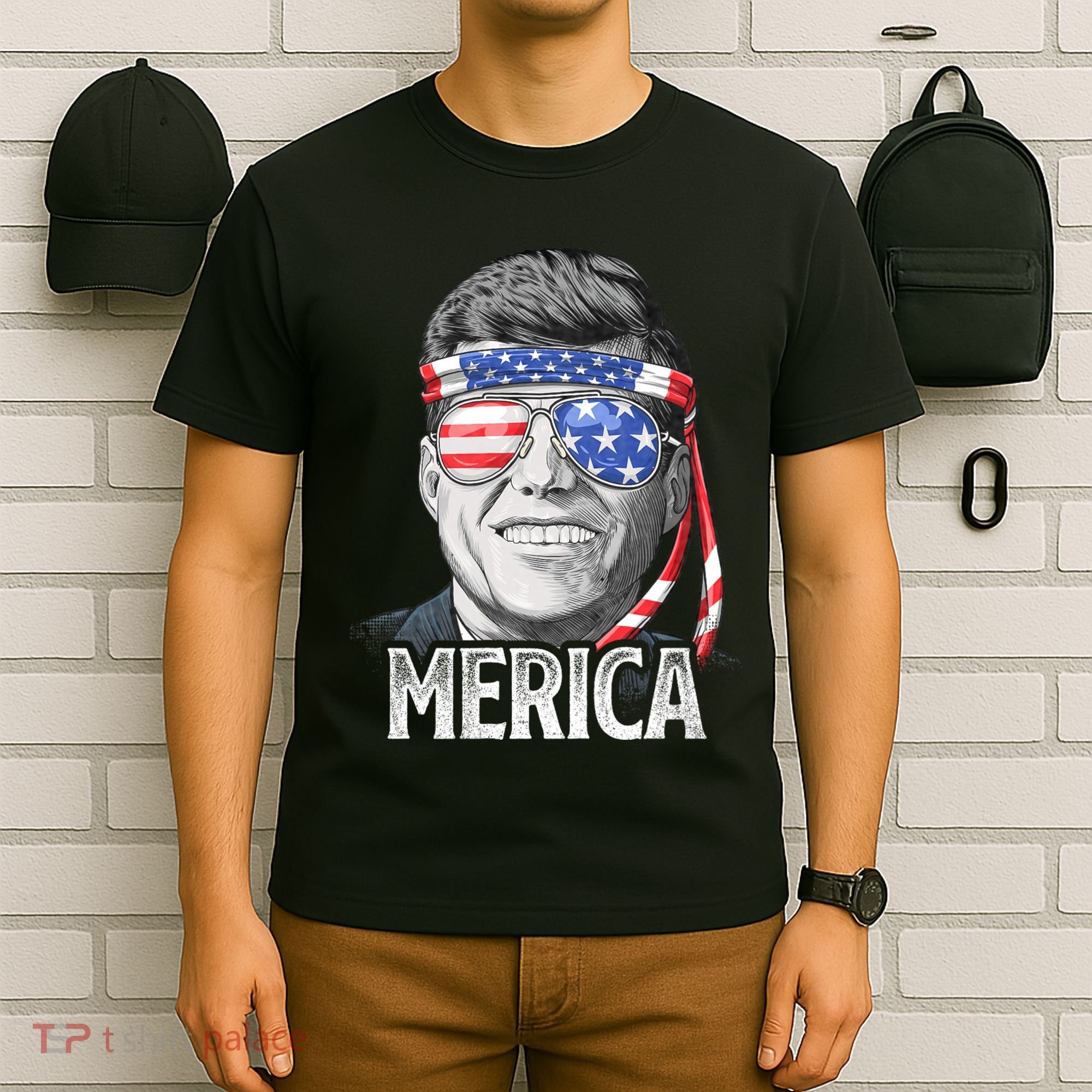 Kennedy Merica 4th Of July President Jfk American Flag T-Shirt