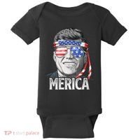 Kennedy Merica 4th Of July President Jfk American Flag Baby Bodysuit thumb 0