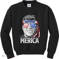 Kennedy Merica 4th Of July President Jfk American Flag Kids Sweatshirt thumb 0