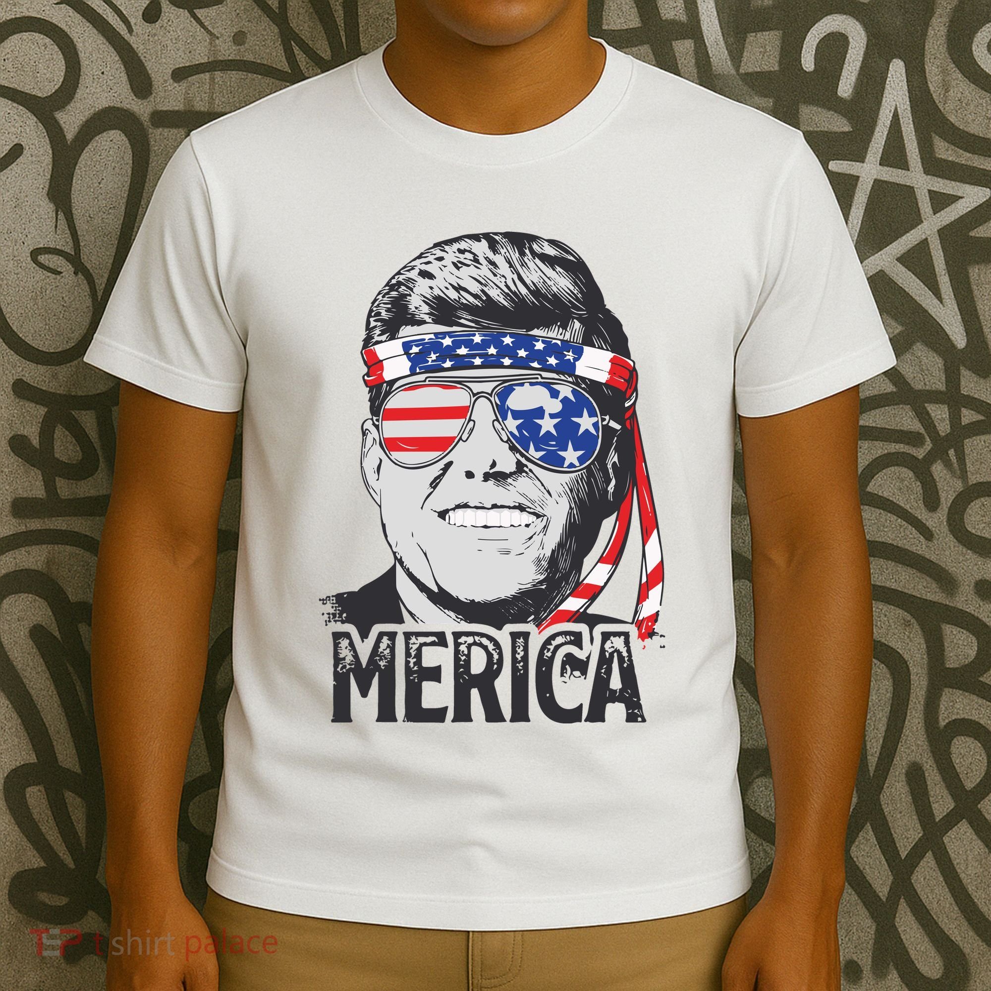 Kennedy Merica 4th Of July President Jfk Men American Flag T-Shirt