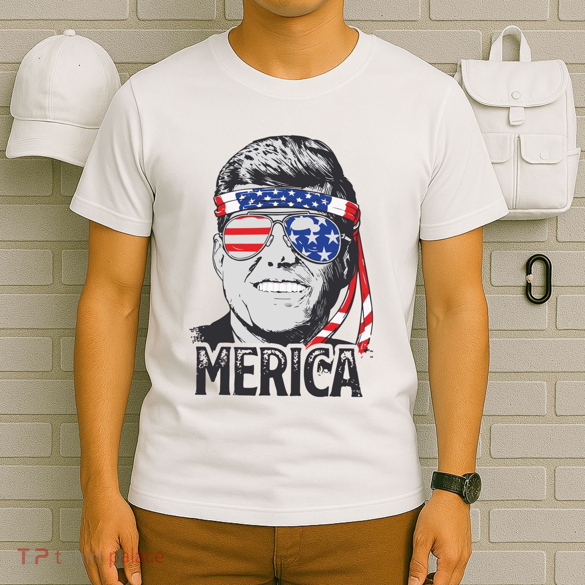 Kennedy Merica 4th Of July President Jfk Men American Flag T-Shirt