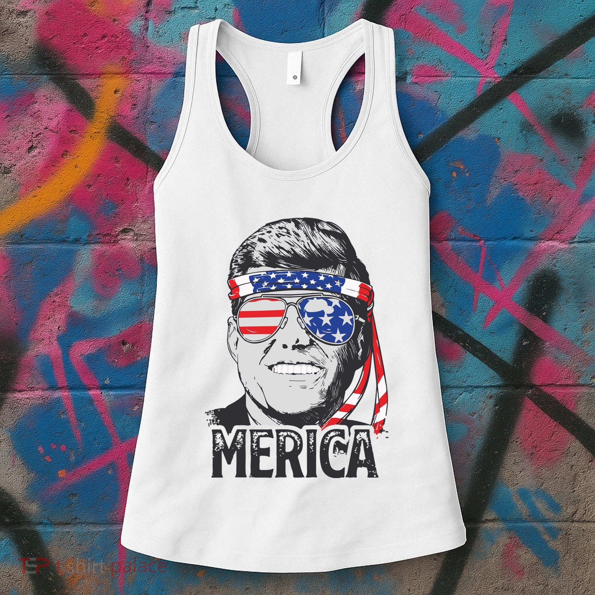 Kennedy Merica 4th Of July President Jfk Men American Flag Women's Tank Top