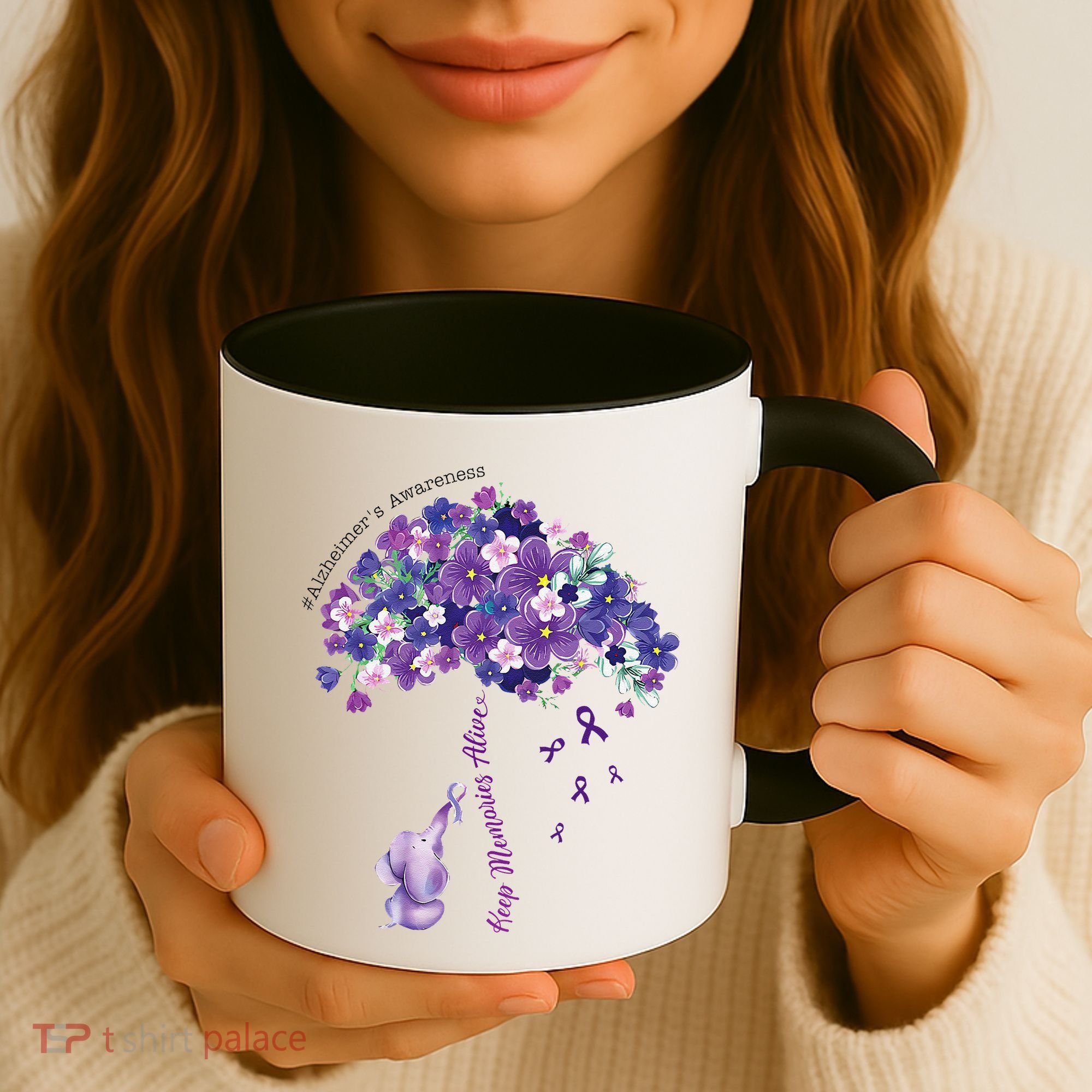 Keep Memories Alive Purple Elephant AlzheimerS Awareness Coffee Mug