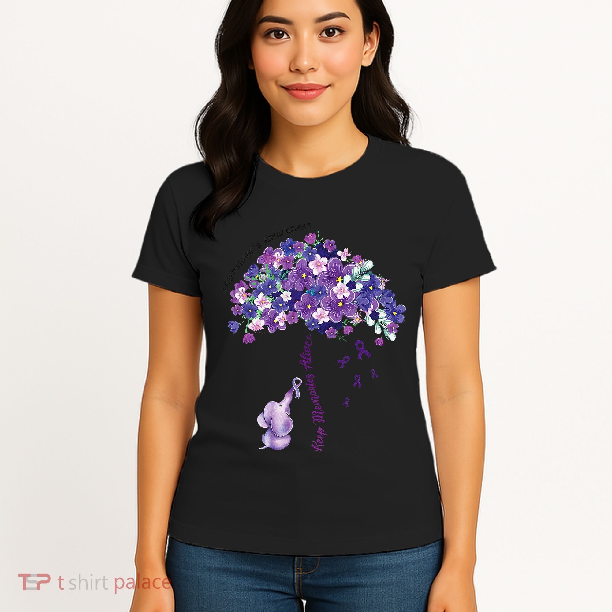 Keep Memories Alive Purple Elephant AlzheimerS Awareness Women's T-Shirt