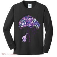 Keep Memories Alive Purple Elephant AlzheimerS Awareness Kids Long Sleeve Shirt thumb 0