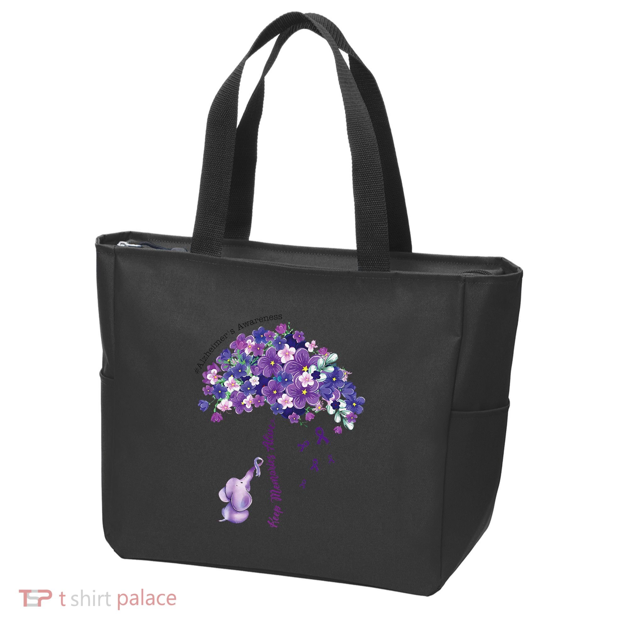 Keep Memories Alive Purple Elephant AlzheimerS Awareness Tote Bag
