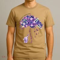 Keep Memories Alive Purple Elephant AlzheimerS Awareness T-Shirt thumb 3