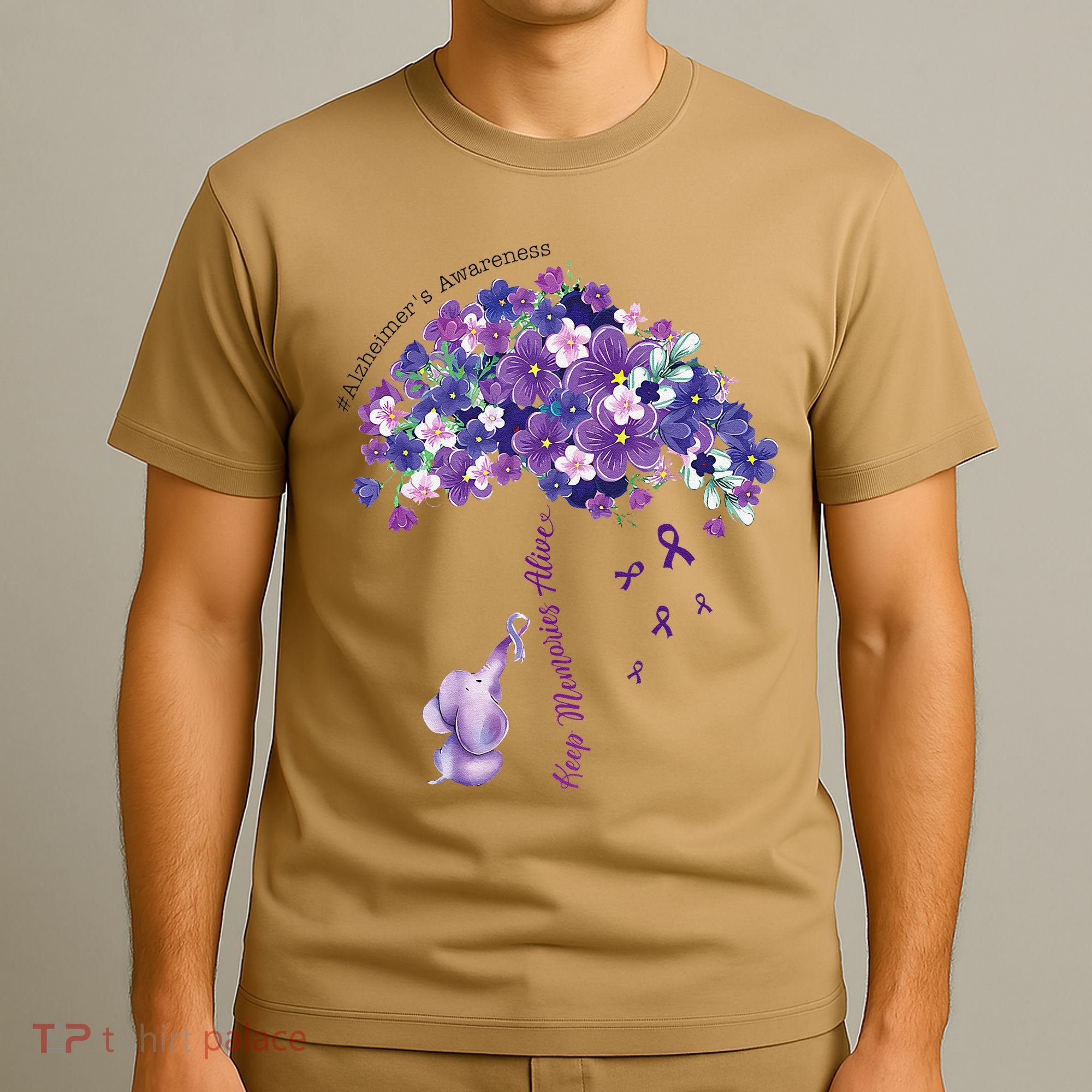 Keep Memories Alive Purple Elephant AlzheimerS Awareness T-Shirt
