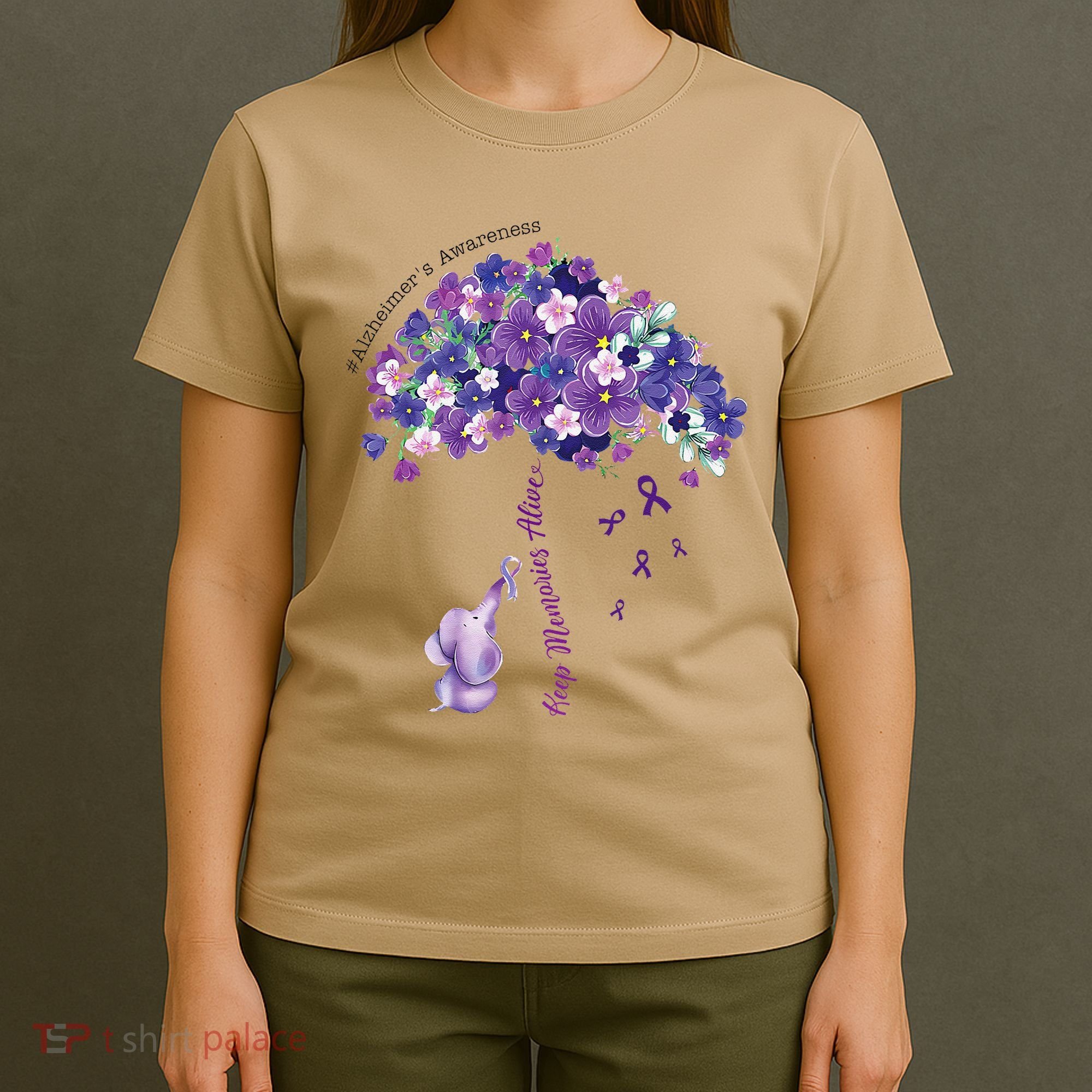 Keep Memories Alive Purple Elephant AlzheimerS Awareness T-Shirt