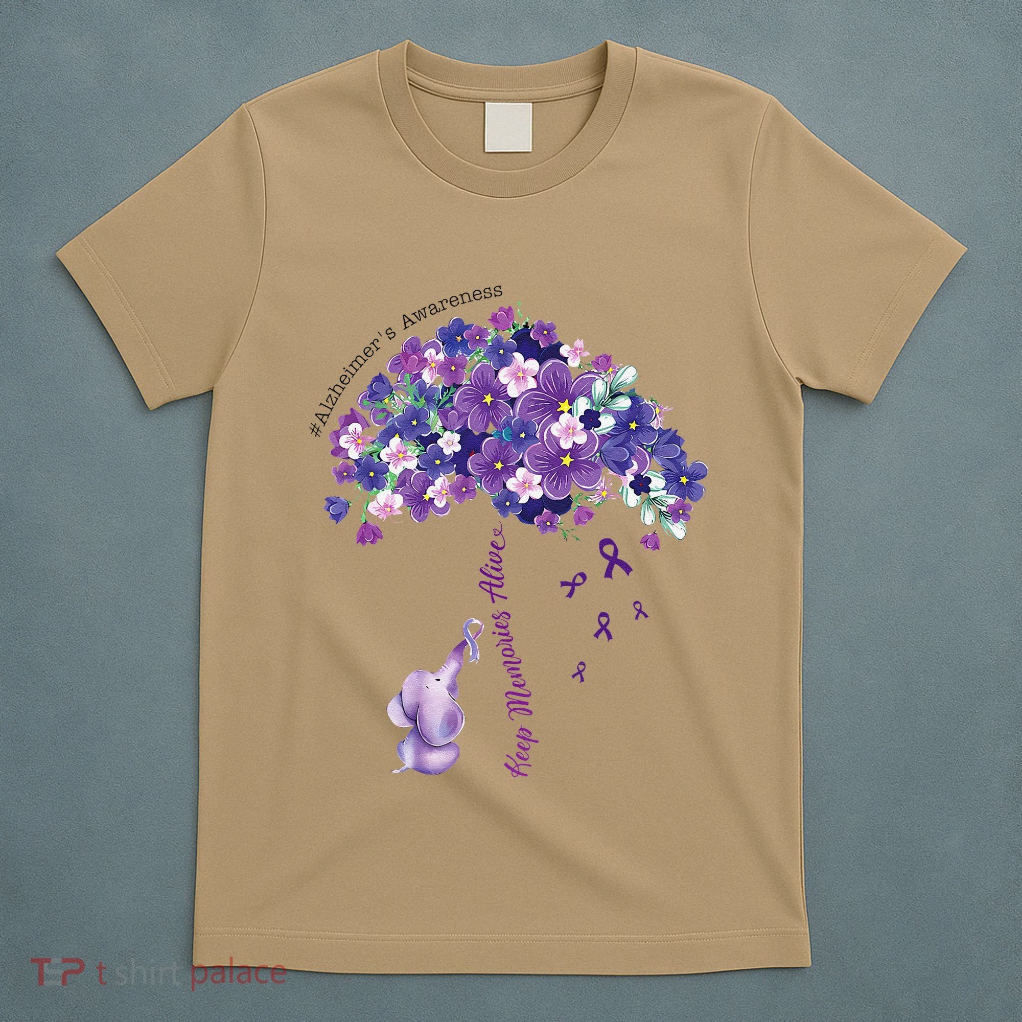 Keep Memories Alive Purple Elephant AlzheimerS Awareness T-Shirt