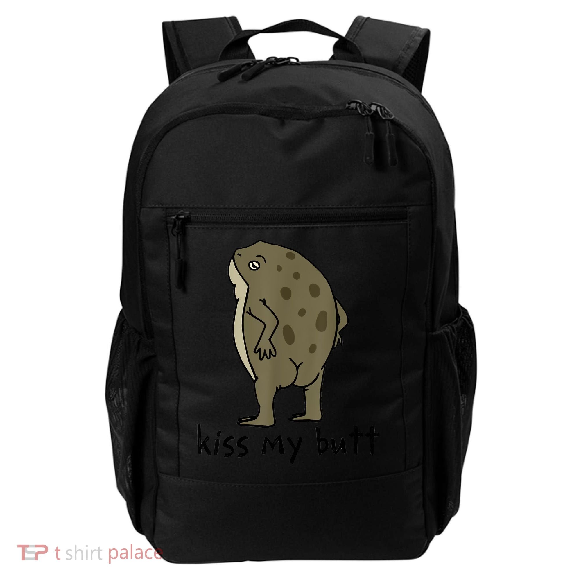 Kiss My Butt Funny Frog Backpack